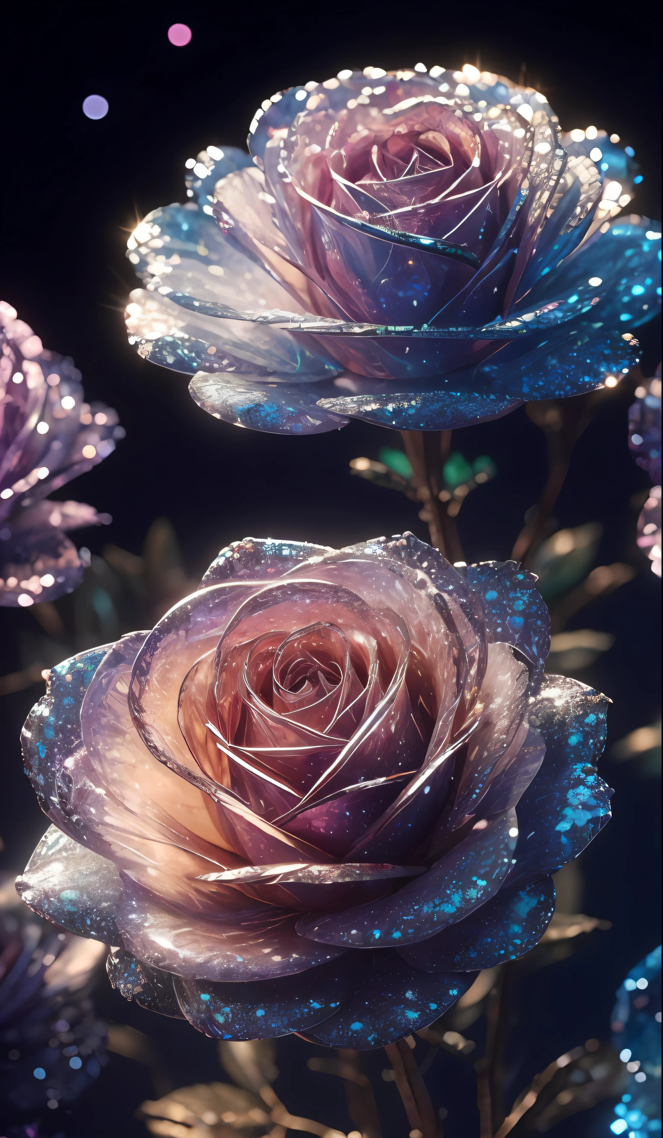 Rosa de cristal, fantasioso, galaxies, limpeza, brilhante, brilhante, esplendor, colorida, Incredible photography, dramatic lighting, foto-realismo, ultra-detalhado, 4k, profundidade de campos, A high resolution
