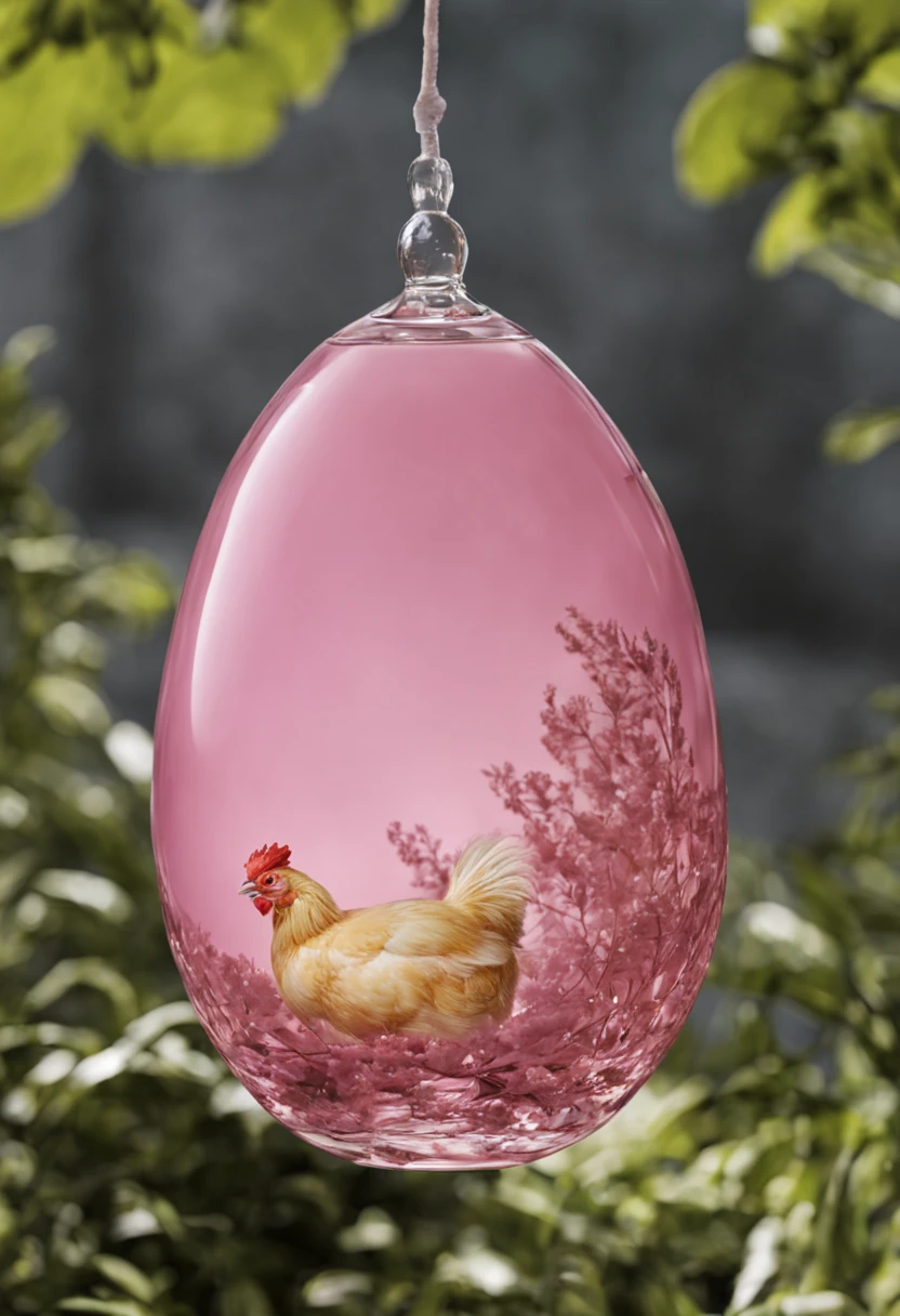 Glass in the shape of a chicken egg, pink