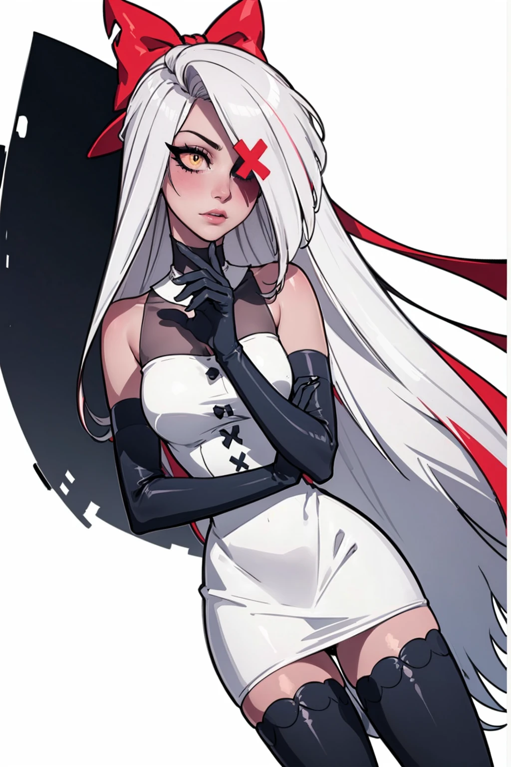 White hair, big, big butt, blood red eyes, evil, a little sexy.best quality, expressive eyes, 1girl , cat girl , full body , vampire Wing --auto --s2