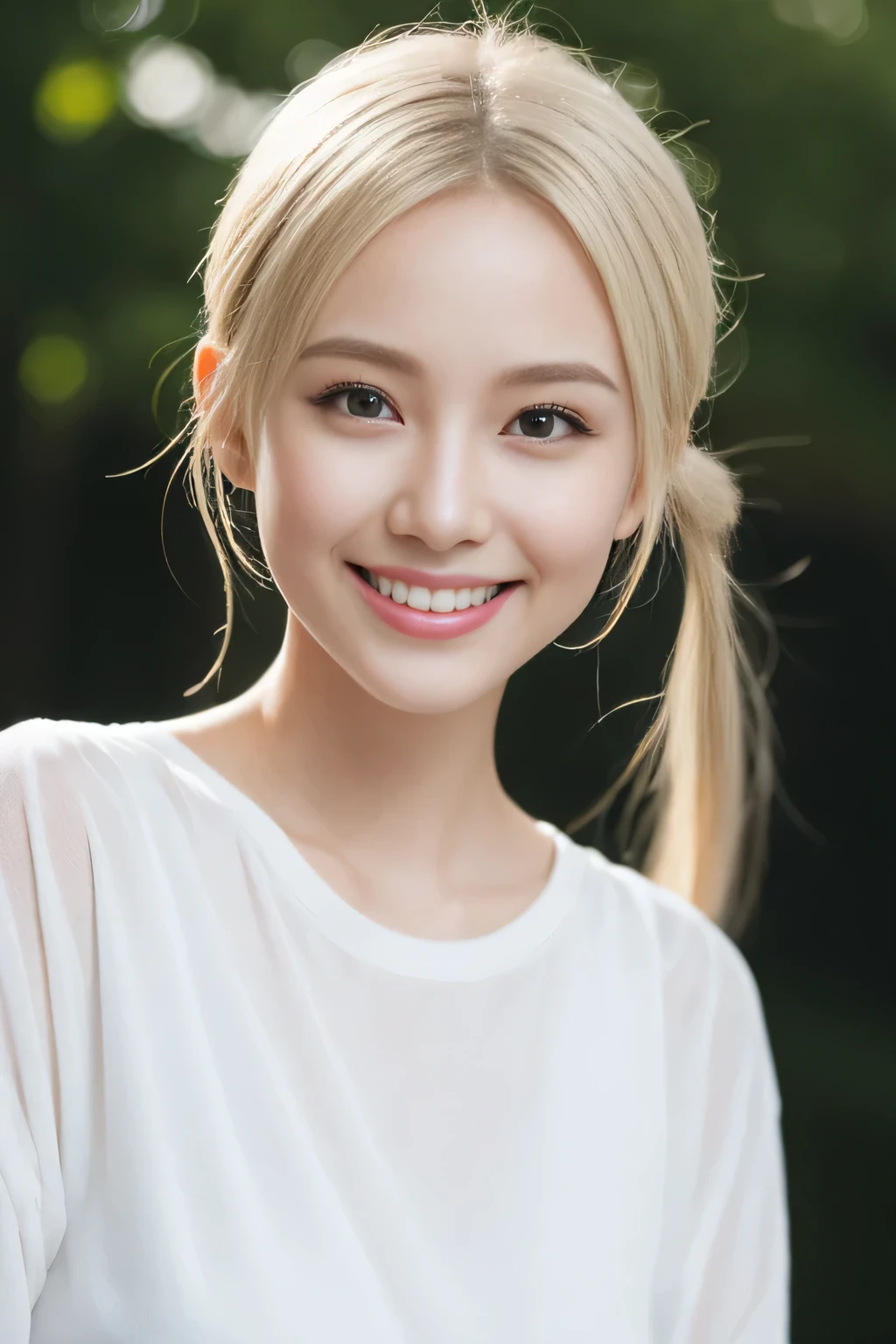 ((platinum blonde hair、gradient hair、dark eye shadow、dark eyeliner、Patsun、twin tails、ponytail、Bun head、thin eyebrows、fashionable clothes、innocent smile))、masterpiece、最high quality、high quality、growing up、beautiful feces、High resolution、very high resolution、RAW photo、best illustrations、hyper realistic、1 girl、realistic、Super detailed、Photoreal、incredibly absurd、close、floating hair、soft light、movie theater lighting、film grain、Full body Esbian、written boundary depth、blurred background、Bokeh:1.4、focus of the eye、85mm lens、professionally lit、Lens flare、luminescent particles:0.6、professional writing、portrait:0.6、photon mapping、radio city、Physically based rendering、japanese girl、sexual excitement:1.5、lifelike face、realistic body、skin that looks real、small breasts:1.3、good style、white skin:1.1、cute:1.5、turned into slime、thin、model body shape
