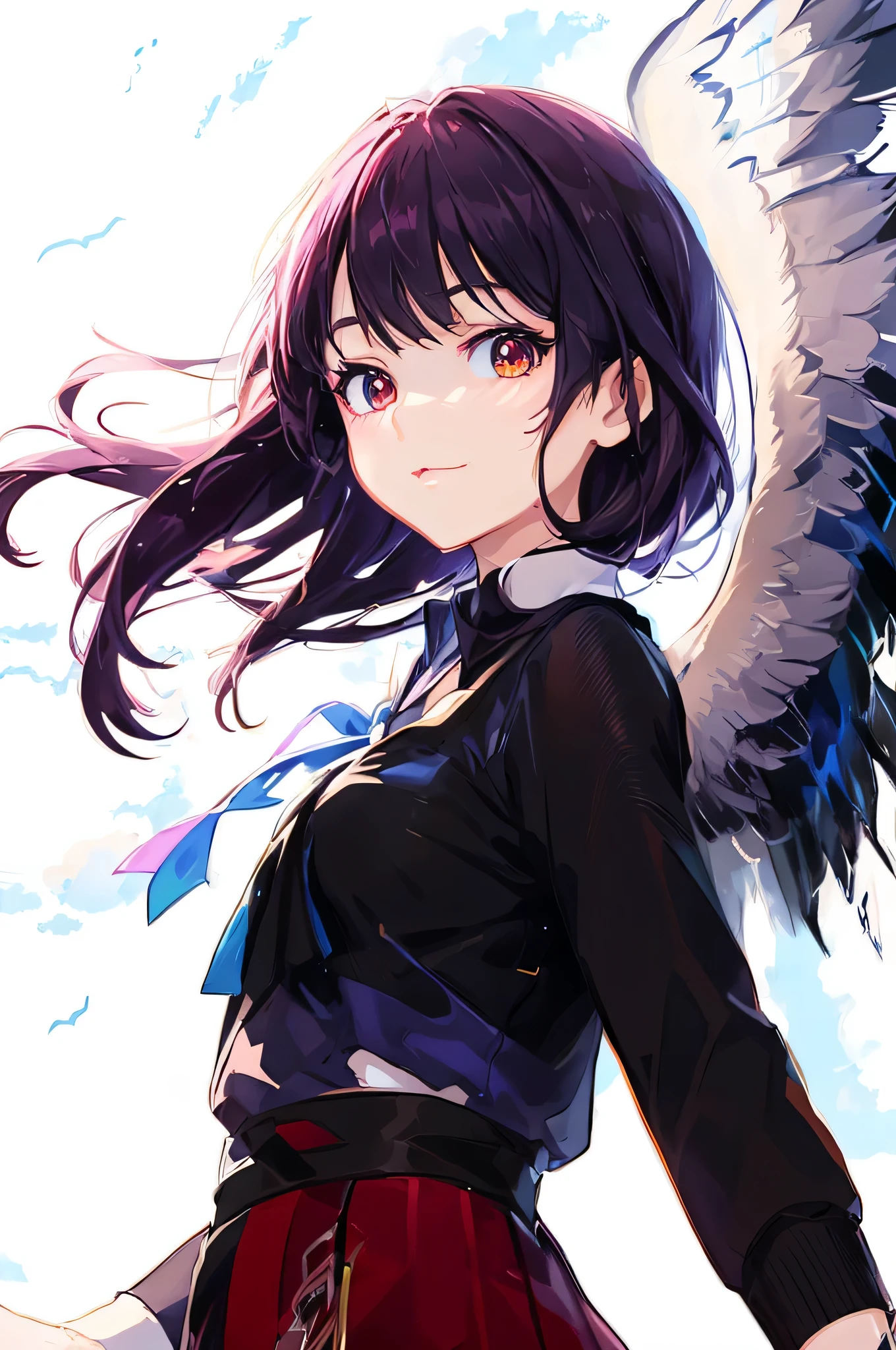 anime girl with blue wings and brown dress, Makoto Shinkai and artgerm, anime style 4 k, anime moe art style, anime art wallpaper 8k, digital anime illustration, high detailed official artwork, Cute girl anime visual, detailed digital anime art, digital anime art, official artwork, anime style. 8K, anime styled digital art facing the front, whole body