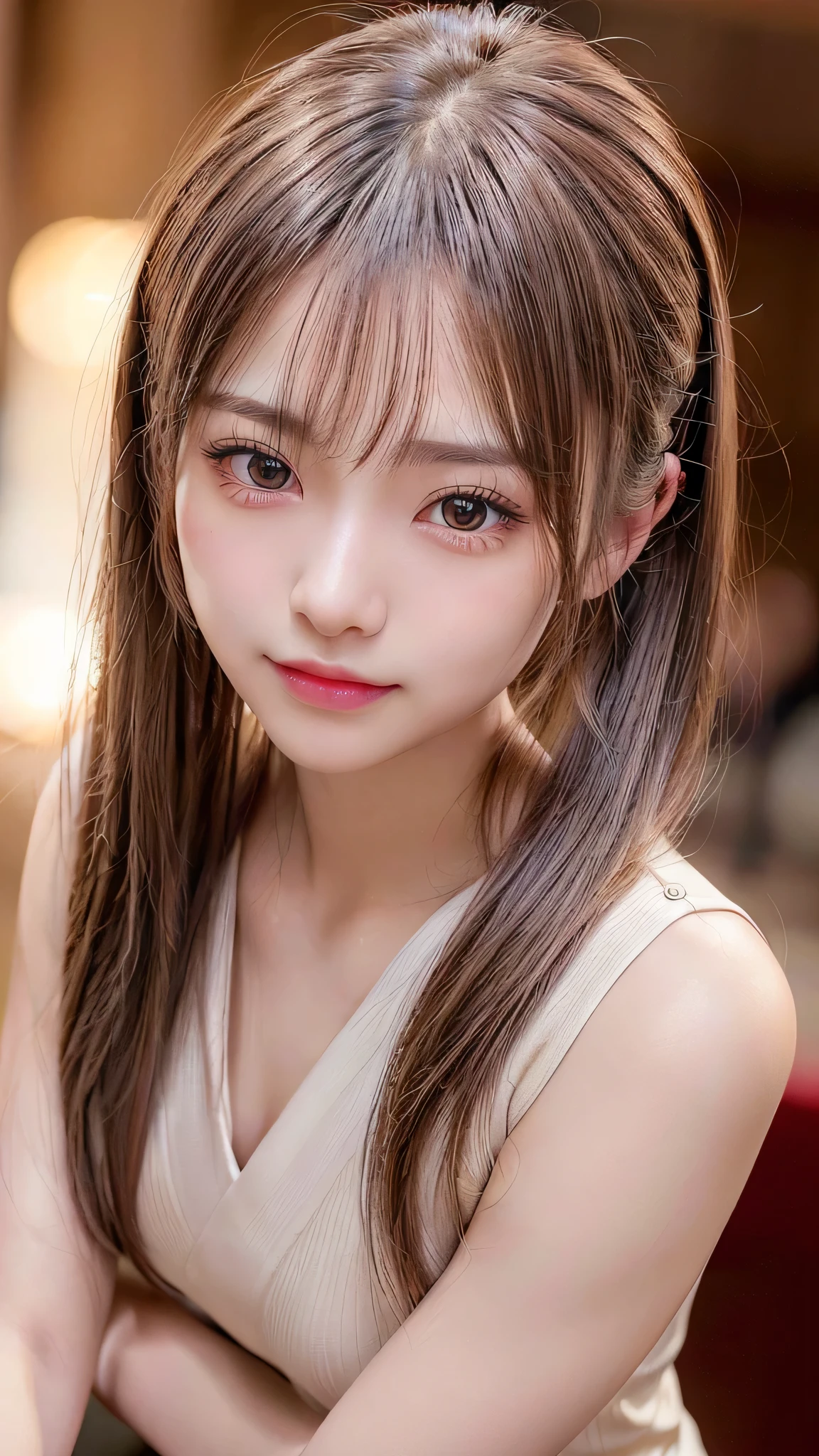 blush,14 years old,small breasts,long hair ponytail,police officer attire,enjoying the date,Japanese amusement park,close up of face,((8K, Raw photo, best quality, muste piece:1.2), (Reality, photorealistic:1.4), (Highly detailed 8K wallpaper), Depth of bounds written, cinematic lighting, soft light, detailed beauty eye,Shiny and smooth light brown ponytail, asymmetrical bangs, shiny skin, super detailed skin ,high resolution, high detail, detailed hairstyle, detailed beauty face, hyper real, perfect limbs, perfect anatomy ,1 Japanese girl,famous japanese idol, perfect female body,shy smile,short eyelashes,double-edged eyelids,look straight here,Hair style is ponytail,