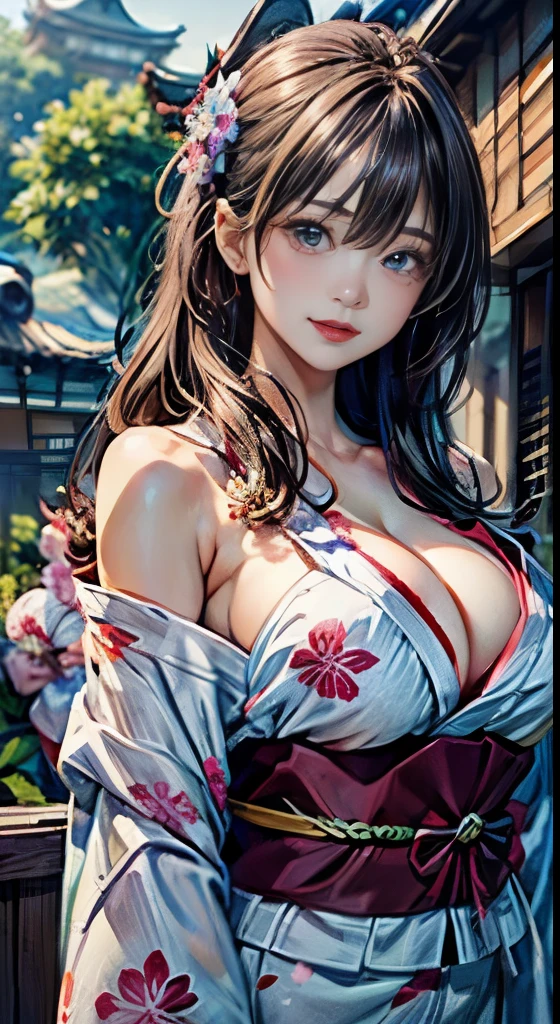 (2girls:1.5), Beautiful girl of the highest grade, Open smiling mouth slightly, Realistic, extremely detailed CG unified 8k wallpaper, highly detailed, High-definition raw color photos, professional photograpy, Realistic portrait, Cinematic Light, Beautiful detailed, (Big breasts:1.5), (cleavage of the breast:1.2), (Bare shoulders), (Floral yukata with wide open chest:1.5), bared chest, Outdoors, Night, (Best Quality:1.4), Super Detail, High quality, masutepiece