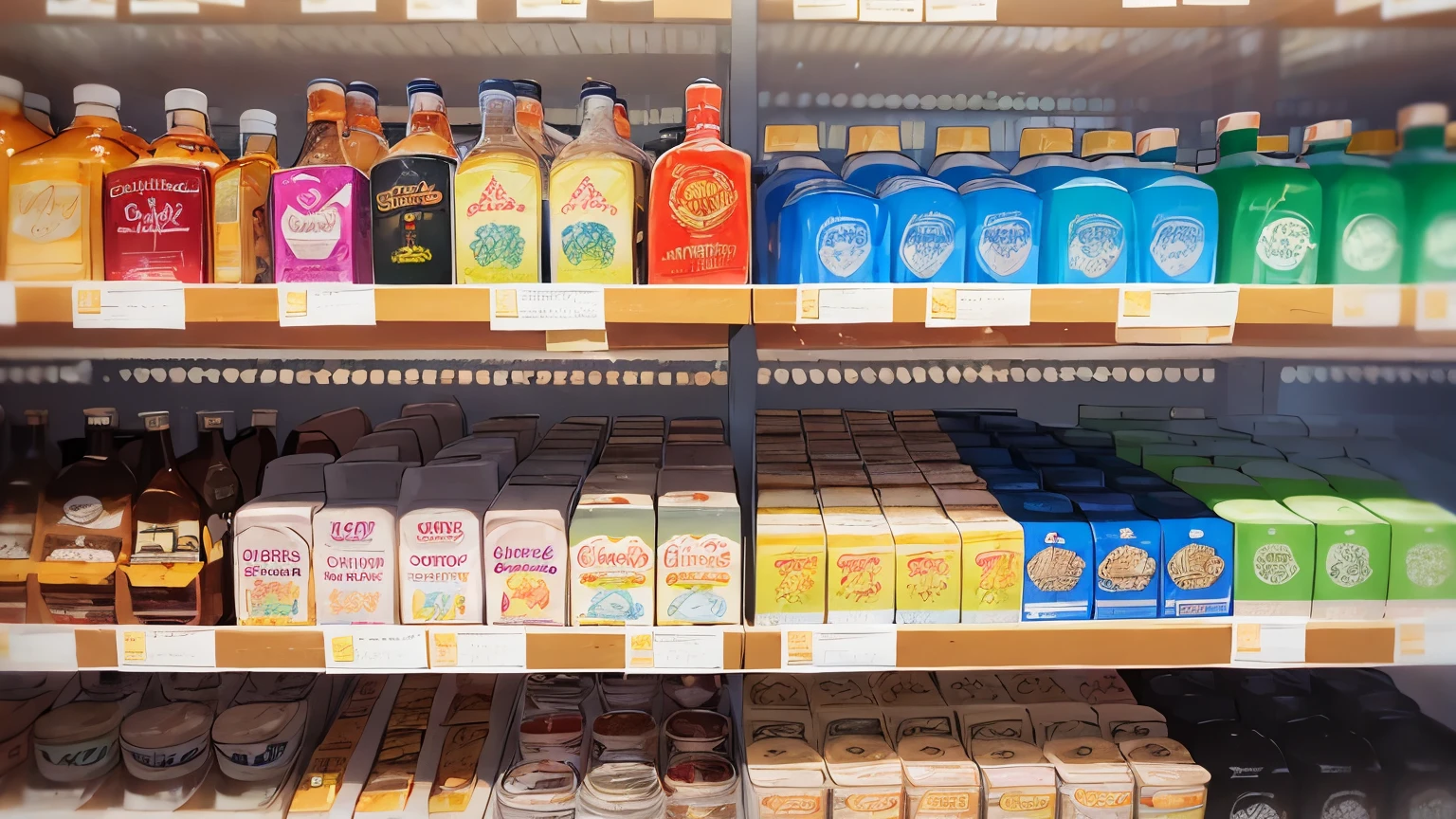 The background is a liquor store、shelf