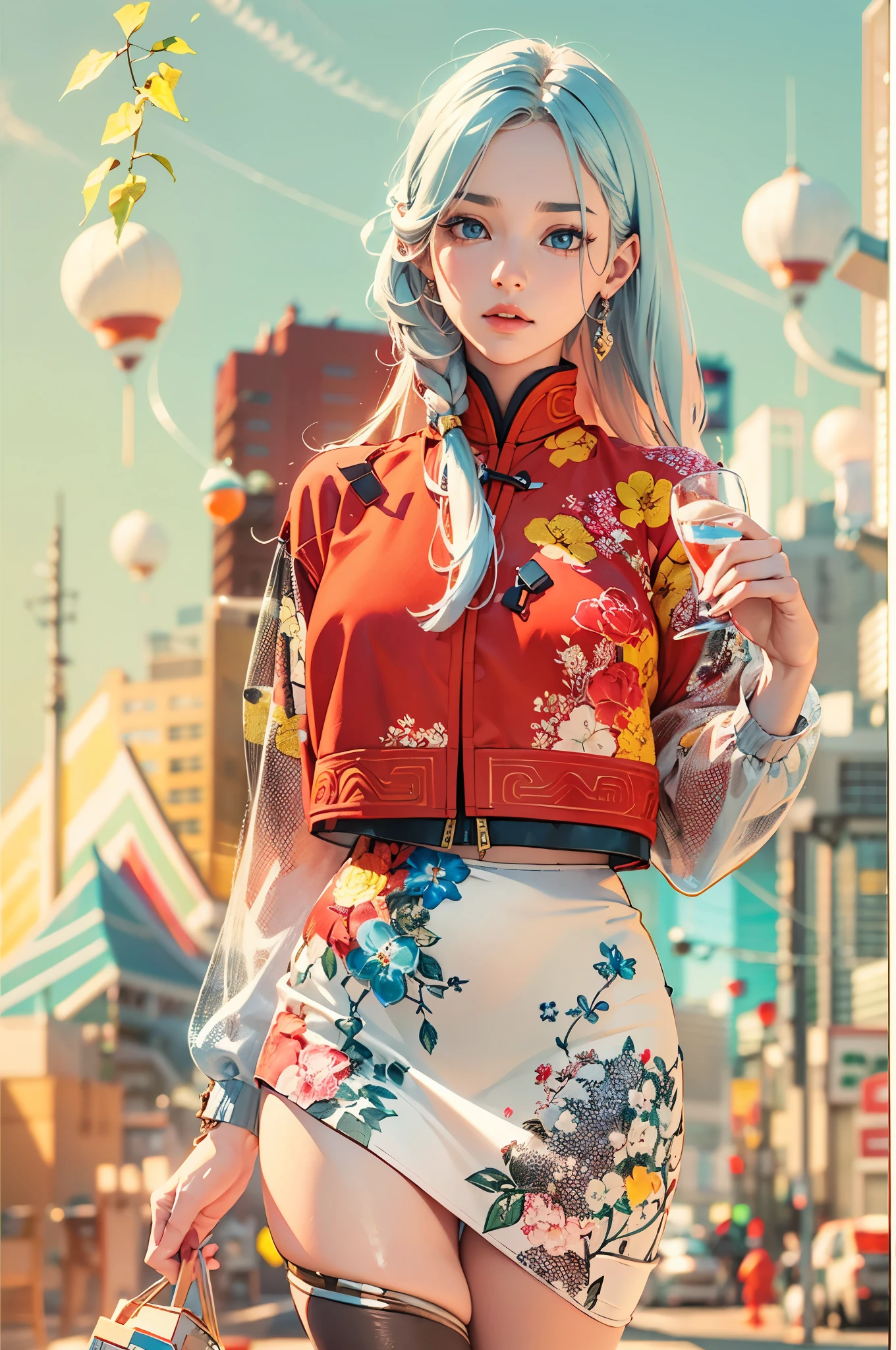 1girl, (3d sculpture,rendering by octane,volumettic light,Natural soft light,), (super delicate:1.2, lose focus:1.2, extremely colorful, Cinematic Lighting, Chiaroscuro,Ray Tracing), Masterpiece, super rich,super detailed,8k, 3ddianshang\(style\)