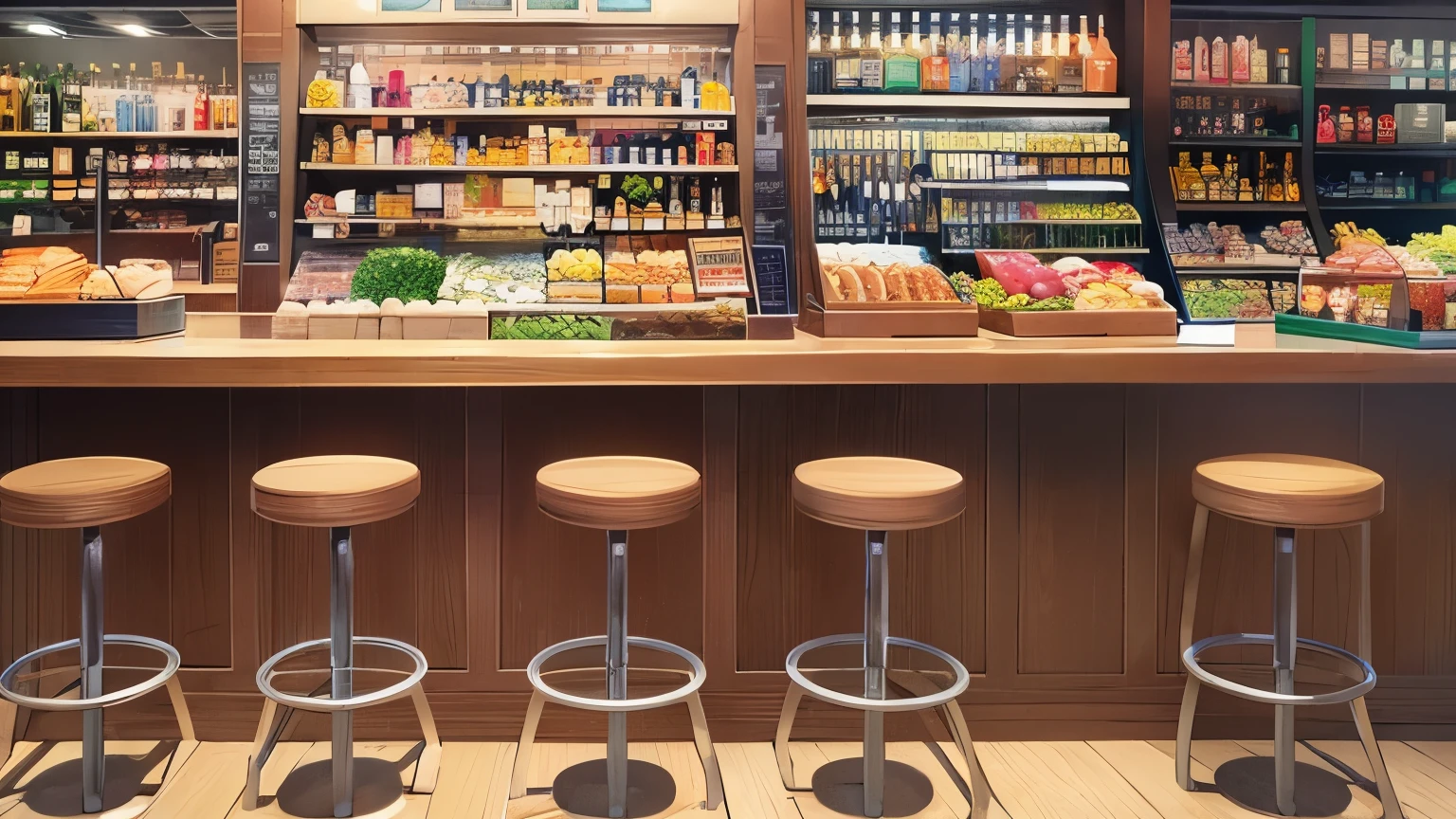 The background is a liquor store、Empty bar counter