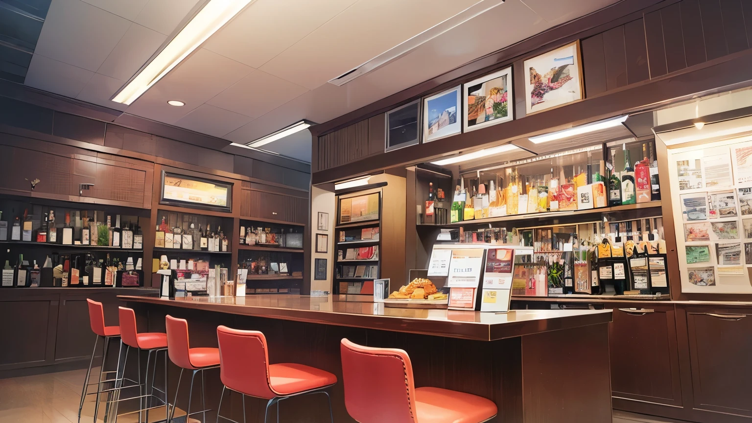 The background is a liquor store、Empty bar counter