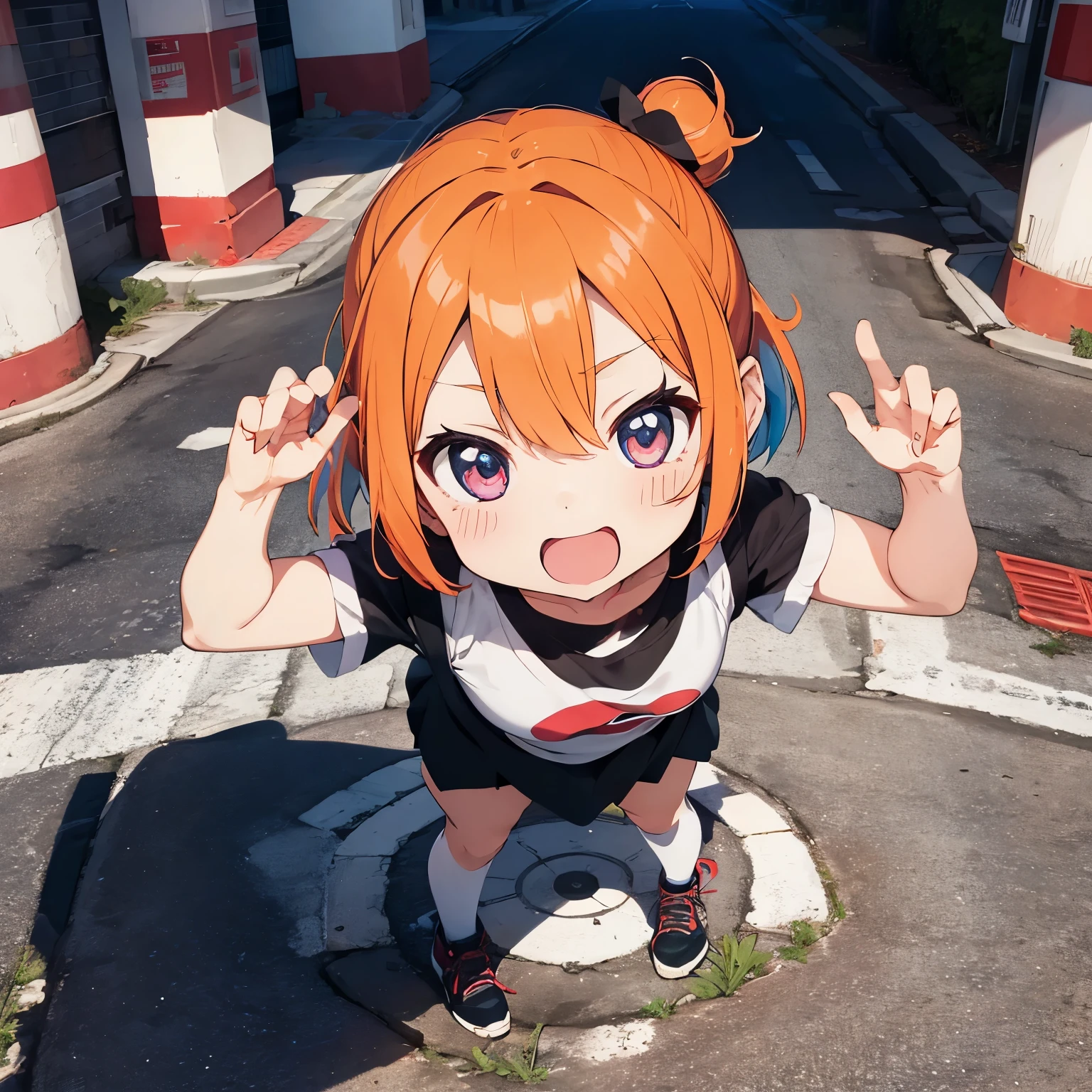 picture of manhole cover（line drawing、Bold line、colorful、Deformed、chibi girl、colorful）