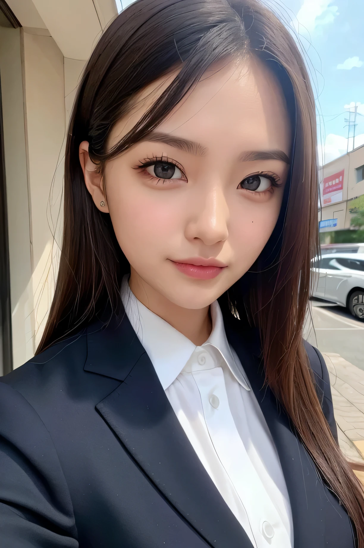 
mature woman , highest quality, hire, detailed face , suit