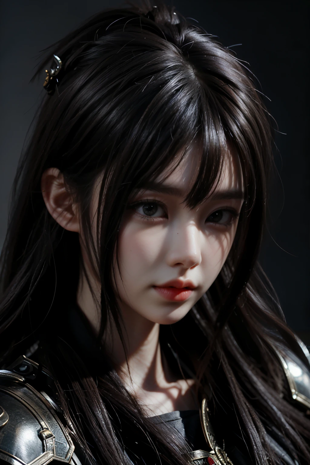 (masterpiece),(best quality:1.0), (ultra highres:1.0), detailed illustration, portrait, detailed, girls, detailed beautiful skin, face focus,dim light,grim theme,small waist