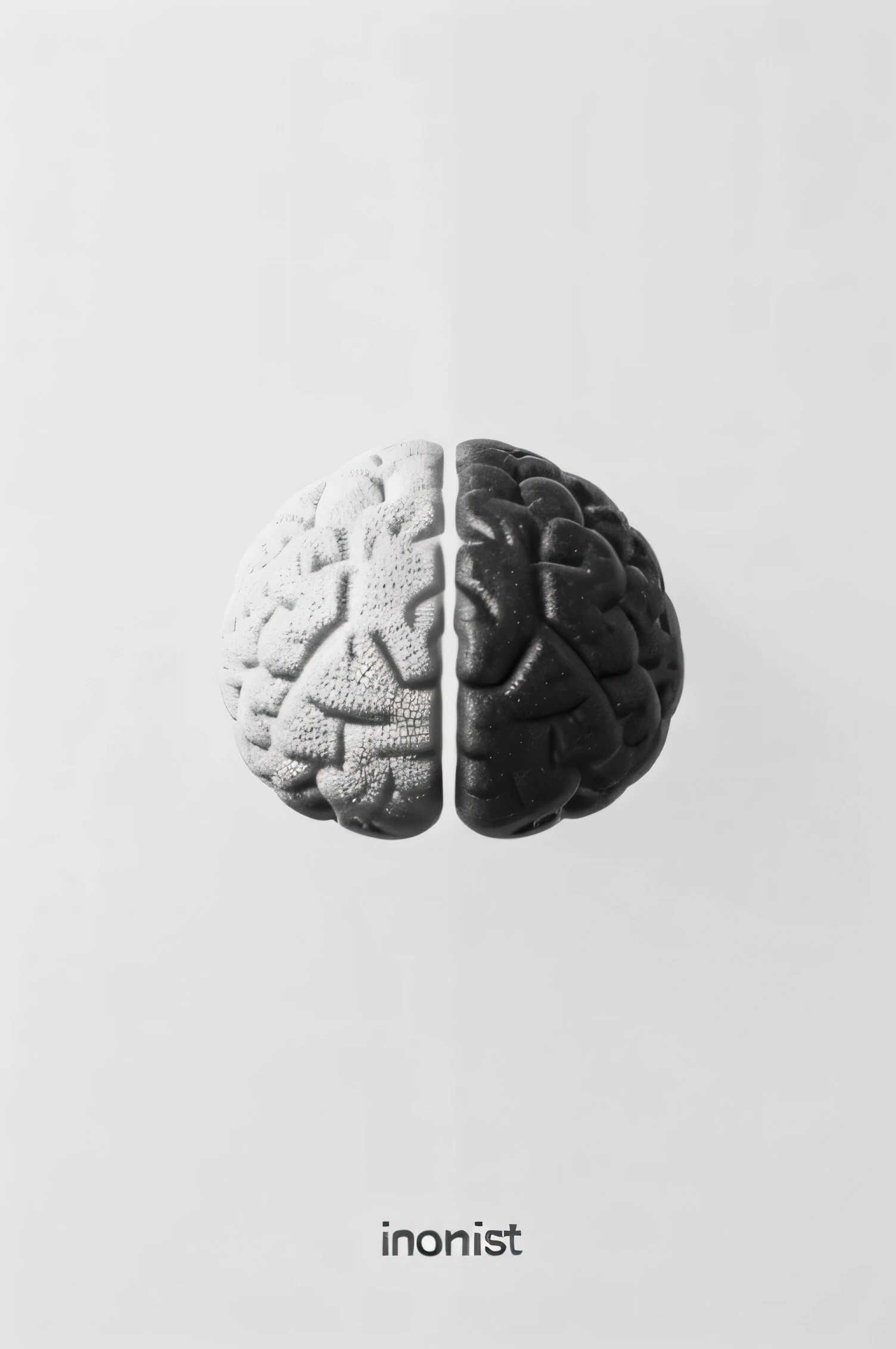 minimalist simple black and white brain simple illustration isolated white background