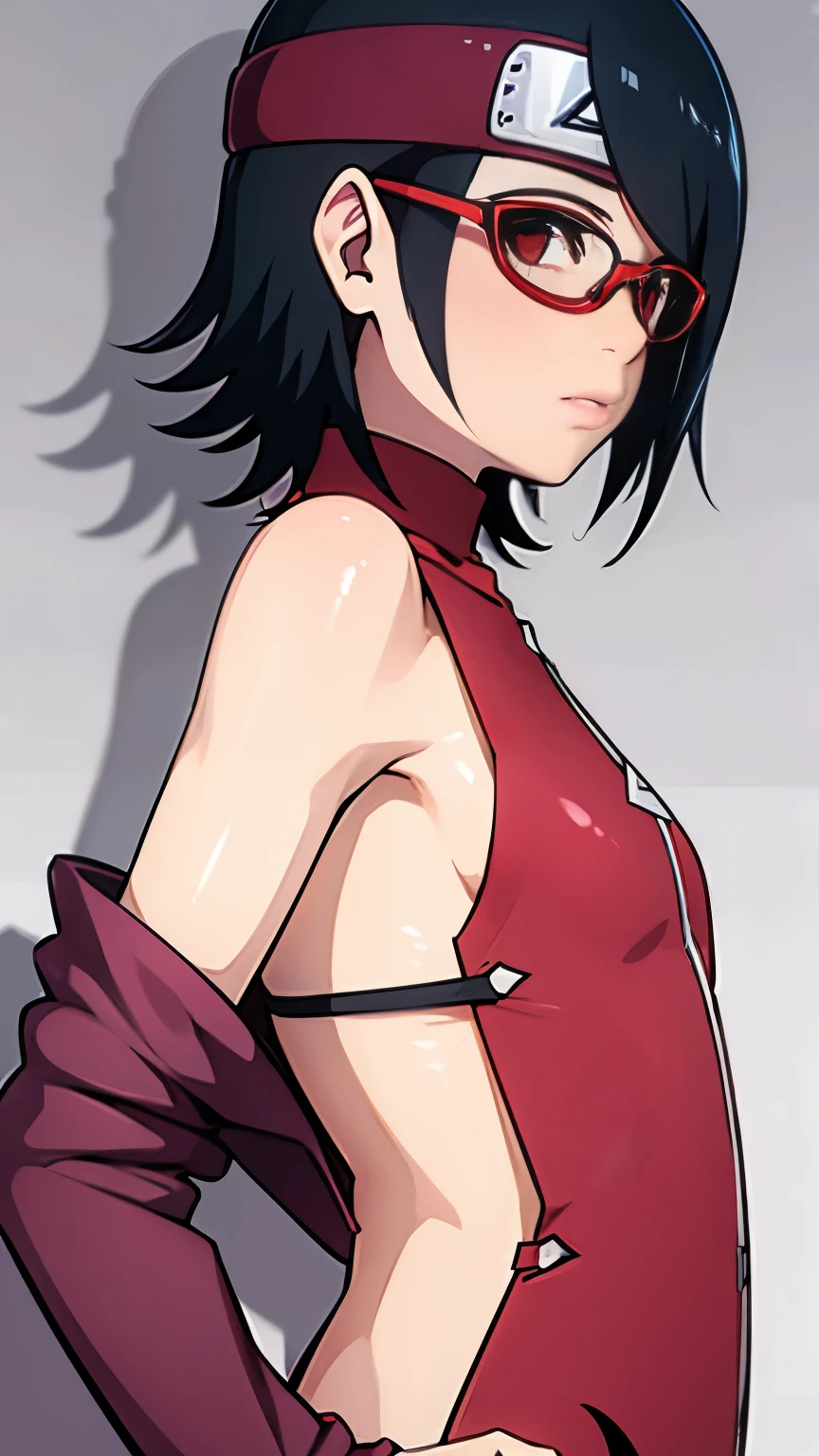 Sarada com um pijama largo, sideboob