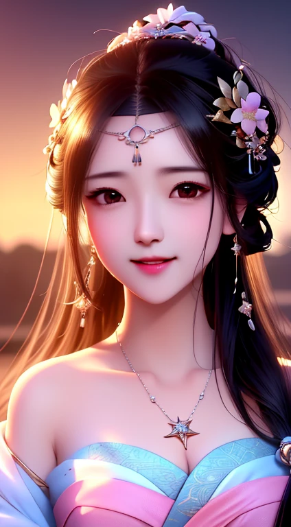 Realistic, textured skin, {best quality}, {highres}, beautiful and charming girl, 25 years old, focused, mature and delicate face, slender and charming figure, delicate and charming collarbone, shoulder-length messy hair, black hair , lively and big eyes, peach blossom single, (pale yellow dress), standing on the roof, leaning on the railing to see the distant city, {wet}, {annoyed}, simple background