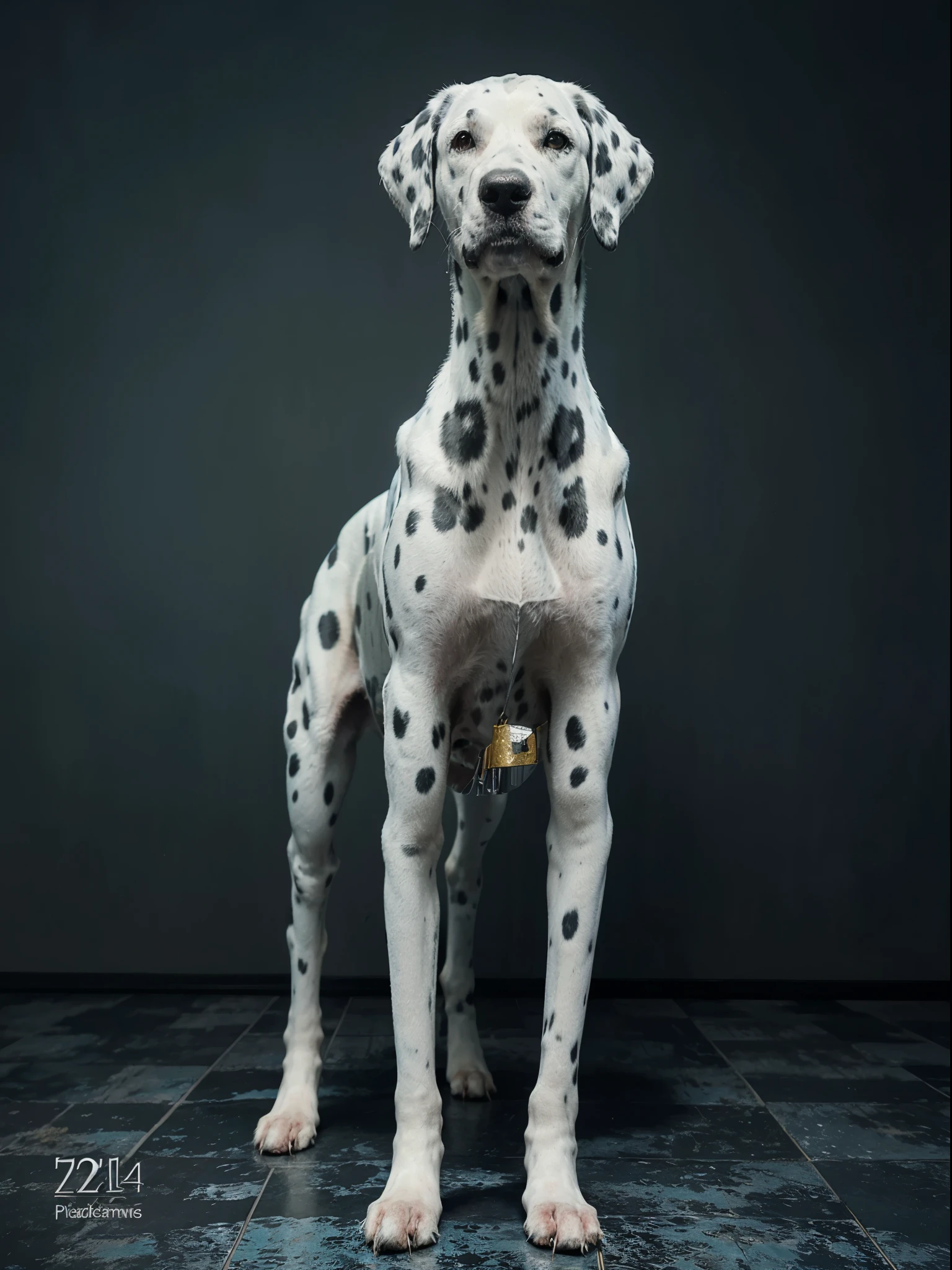 dalmatian images and photos, dalmatian Big Great Dae Dog, dalmatian breeds, in the style of dark silver and azure, photo-realistic hyperbole, fawncore, dark silver and yellow, grand manner, large-scale, dazecore --ar 73:55, Color Field painting, 16k