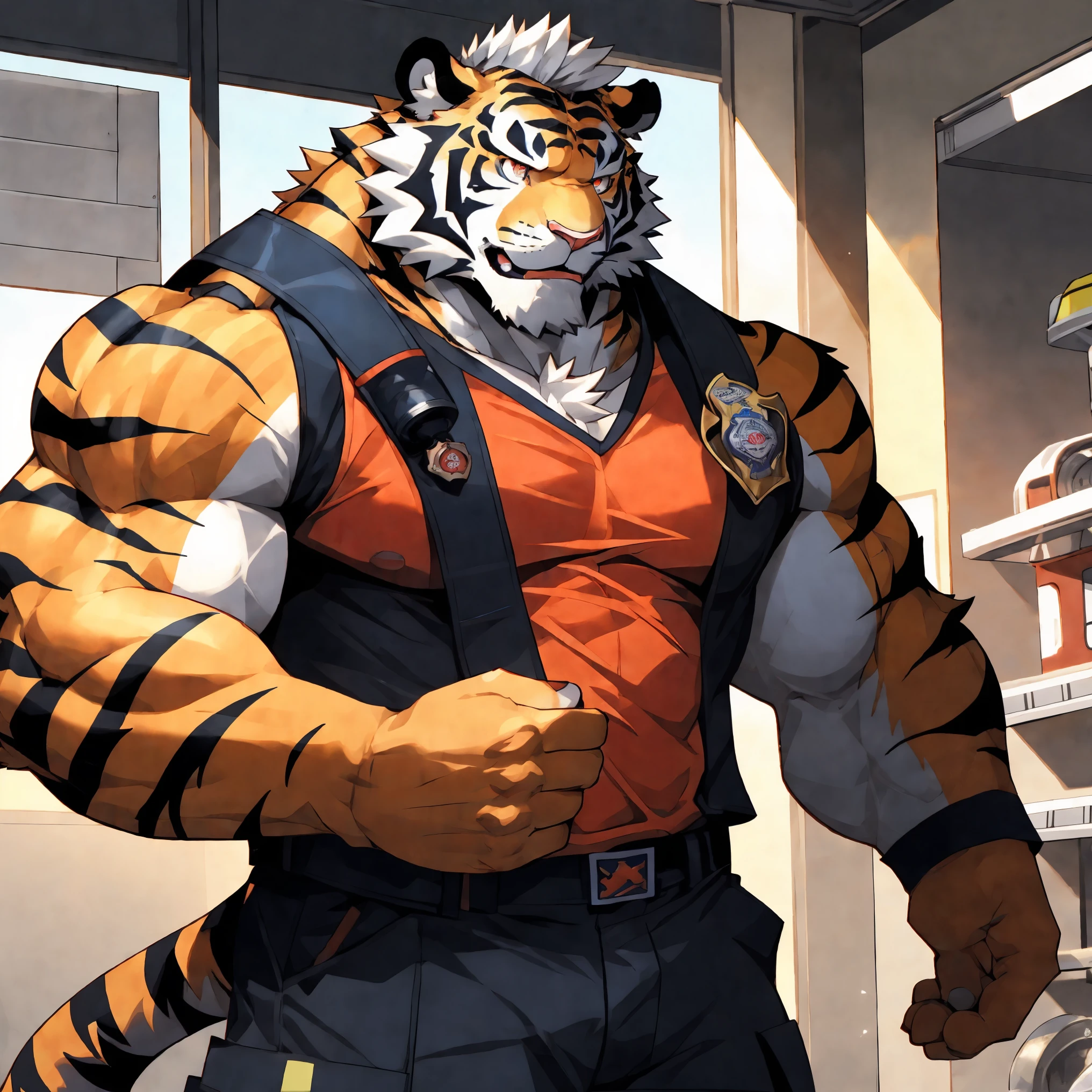 (masterpiece:1.4), (best quality:1.2), 4k, UHD, high resolution, anime art style, (furry:1.4), extremely very tall, asian, (bara:1.2), macho, (detailed big muscle:1.5), (long:1.6), warehouse,
(very tall:1.2) + long, (mature male:1.2), (manly:1.4), (beefy:1.2), (bodybuilder:1.2), (military:1.2), (camouflage:1.7), pants, thick body + long, (muscular:1.4), large pectoral, (large arm:1.6), large forearm, large hands, abs + long + ripped, thick thigh, [[fat man]], (perfect eyes), (finely detailed eyes), perfect face + manly + small, (tiny head:1.2), very long neck, (hairy:1.1), (short:-0.7), beard, thick eyebrows, <lora:kumak71395Style_kumak71395V1:0.4>, (animal ears:1.2), (handsome face!), extremely very tall, (extremely long body:1.2), tiny_head, animal tail, (construction_worker:1.6)