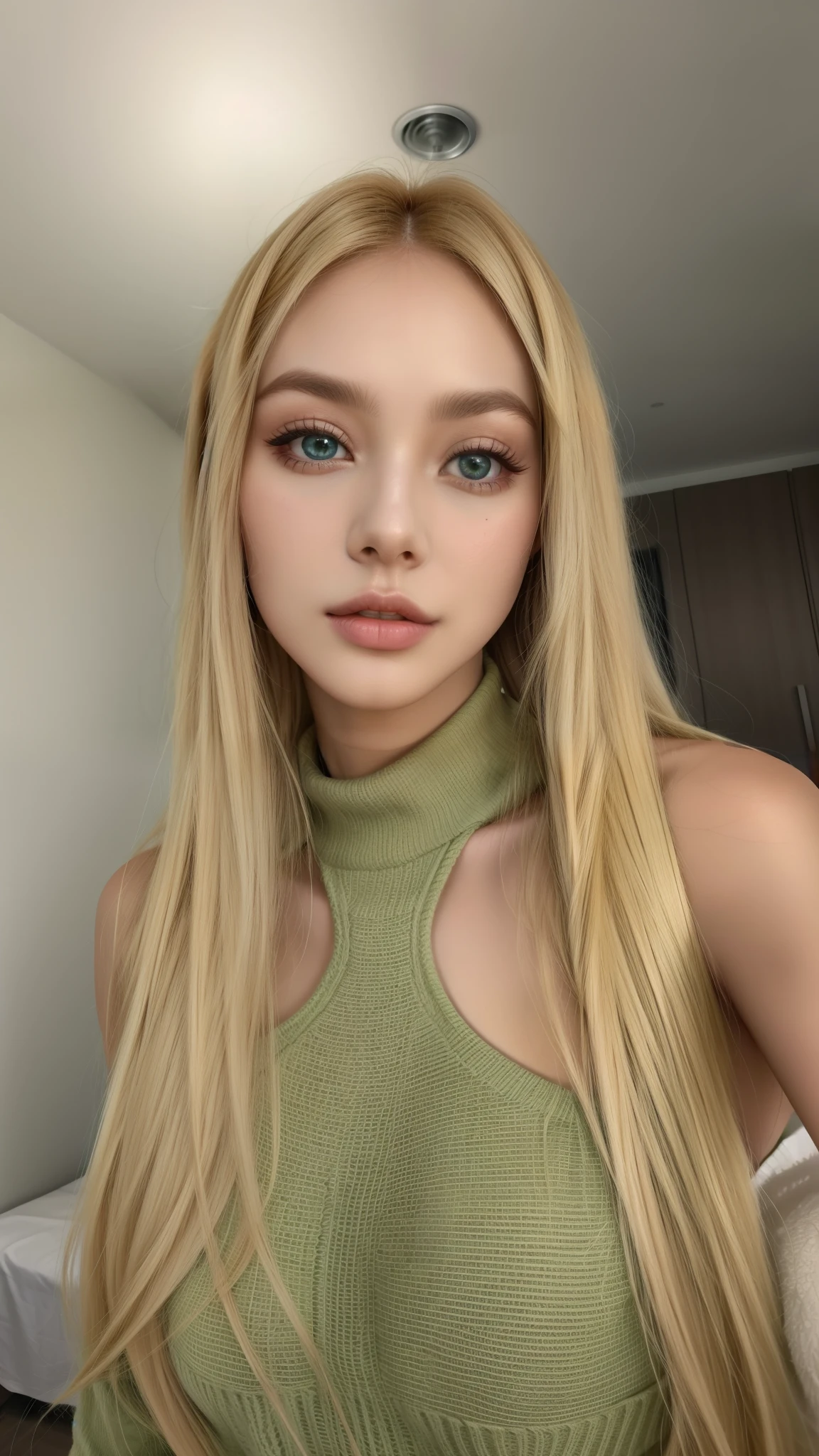 mulher loira com cabelos longos e um top verde, face like exposed ester, ava max, long cabelo loiro e olhos grandes, cabelo loiro olhos verdes, cabelo loiro e olhos grandes, retrato de Kim Petras, longos cabelos loiros e olhos grandes, blonde braids and blue eyes, deusa loira, dasha taran, com longos cabelos loiros, Yelena Belova, blackpink jennie