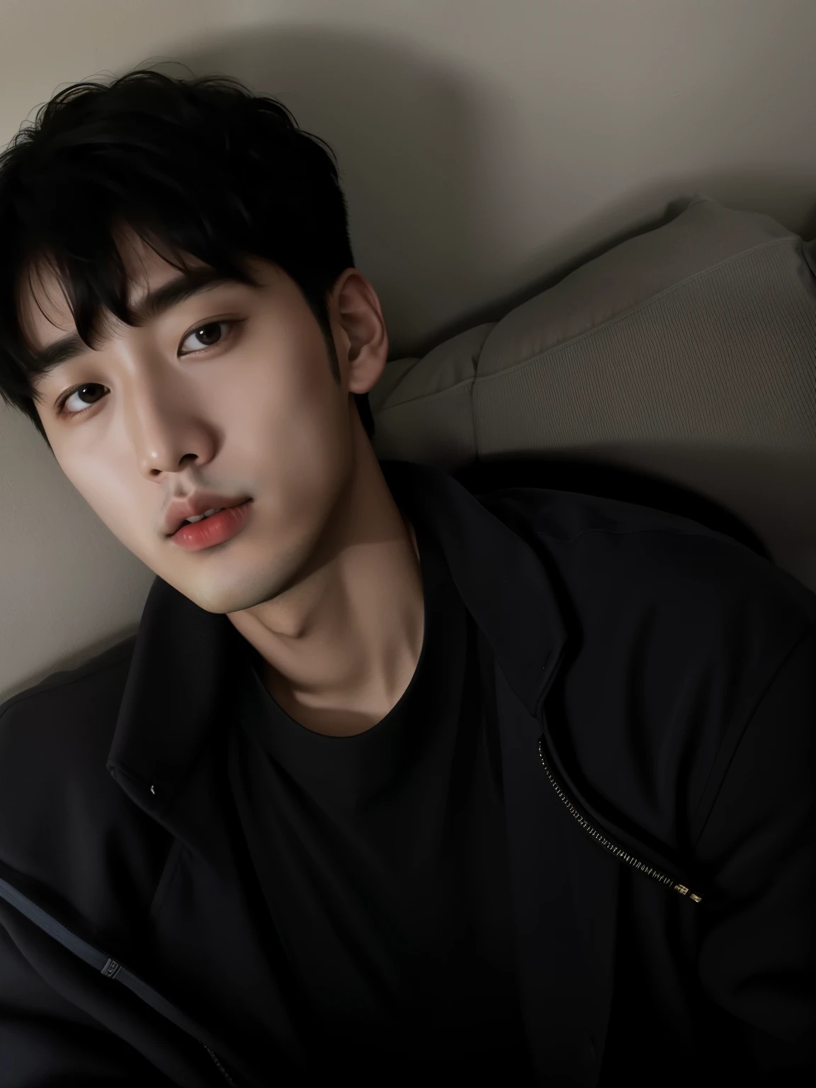 Arafed man sitting on a sofa with a remote control in his hand, Jinyoung Shin, kim doyoung, asian man, Ruan Jian, cai xukun, ryan jia, hyung tae, guapo chad chin, Rubén Wu, 22 years, bo chen, foto de perfil en la cabeza, 23 years, chen longque, hombre surcoreano