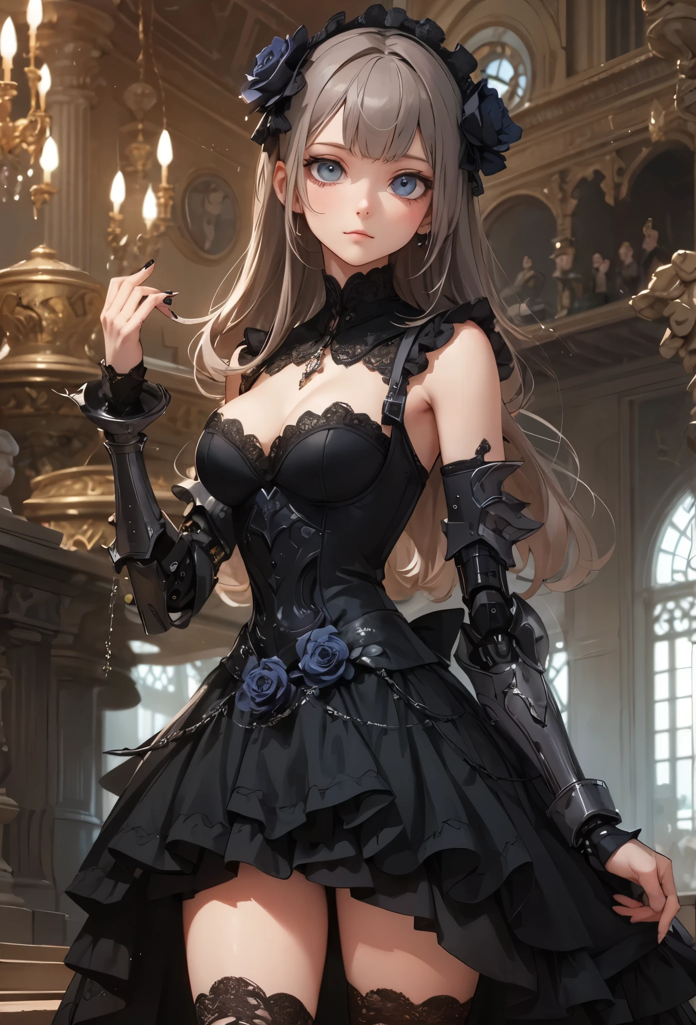 ((Highly accurate drawing in every detail)Extremely precise depiction)[High resolution],(detailed illustrations,とてもfineで緻密な描画,Delicate drawn lines with tempo,Realistic texture expression),[color traced main line],[Ruins of a super ancient civilization],[ANIME] (MACHINE Alice Beauty ) straight long hair [AUTOMATON],([Black Rose] black dress) (cyber alien armor [transparent material]) [thorns] Lock [titanium alloy] [[transparent material]],cybernetic gothic lolita [clear lenticular iris],(intricate and beautiful decoration [Dense detail]),(Fine and beautiful skin expression [transparency]),((Precisely drawn eyes))[完璧な目のdetailed((Beautiful eyes like jewels)Iris drawn in precise detail)[clearly drawn pupils]],[eyes light[Pinpoint lighting for the eyes]],[long and beautiful eyelashes],[precisely drawn hair [美しく艷やかな髪のdetailed]],(完璧な手のdetailed [Beautiful fingers with no damage [beautiful nails]]),(perfect anatomy(perfectly balanced proportions))[[full body portrait]],[[Design built to the highest level]][ideal color coordination(Accurate simulation of light and material interactions)],([Precision Detail](detailed,高fine)),[Visual art that tells a story],((highest quality)fine[[High density drawing]])(4K quality).