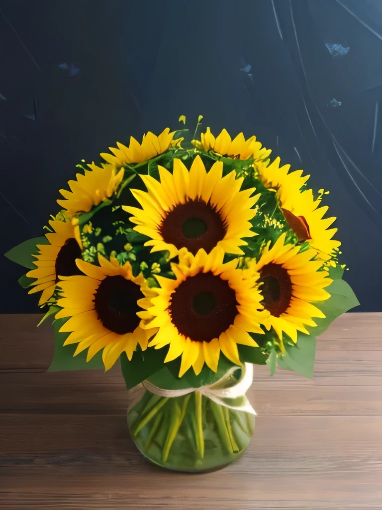 sunflower、bouquet、design、Background sea