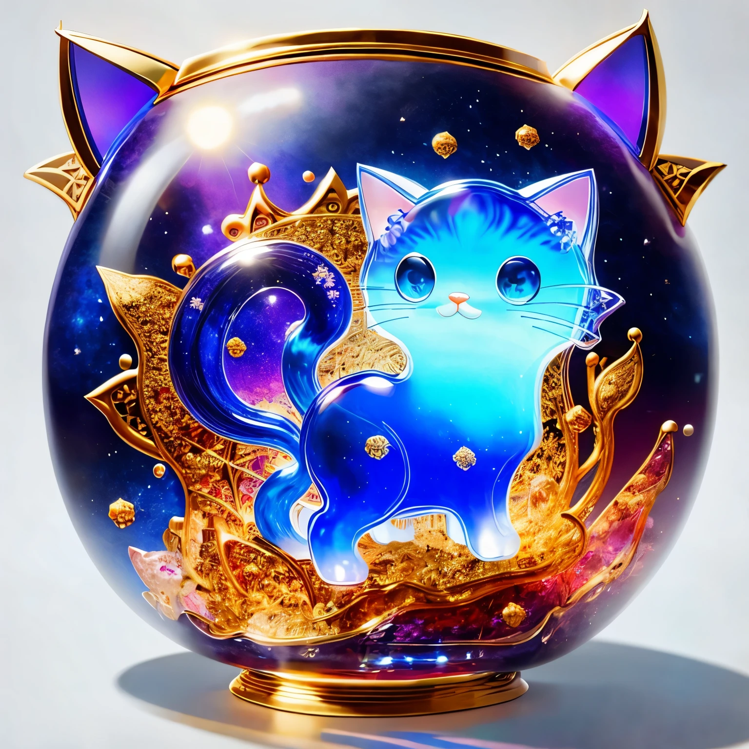 Jelly formed cat，Chinese new year elements，Star（（（masterpiece）））， （（best quality））， （（intricate details））（8k）