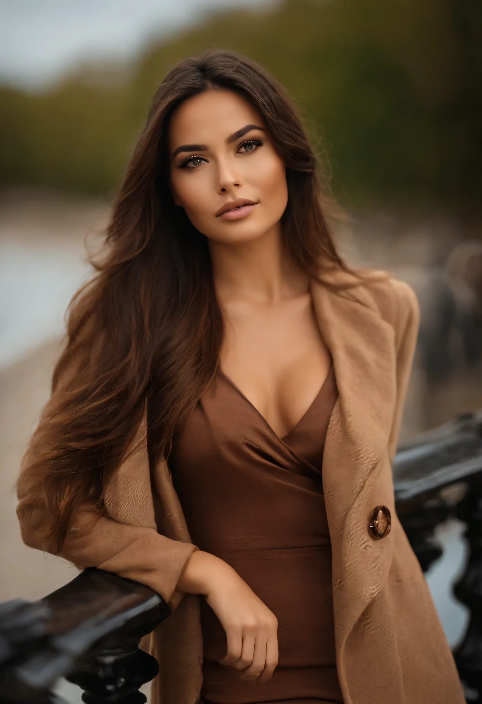 brun, classe, sexy, Asiatique, métisse, dans paris, luxueux, sac à main, riche, élégante, mode, hacher, cheveux longs, regarder directement la caméra, réaliste, très réaliste, tout le corps , superbe photo, maquillage naturel, cheveux bruns, jeune femme, yeux clairs