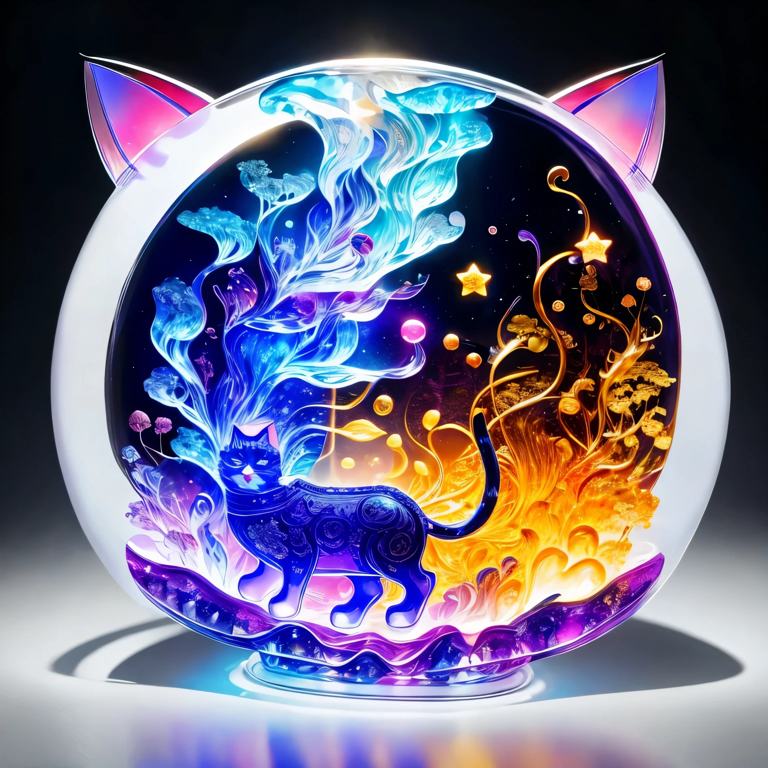 Jelly formed cat，Chinese new year elements，Star（（（masterpiece）））， （（best quality））， （（intricate details））（8k）