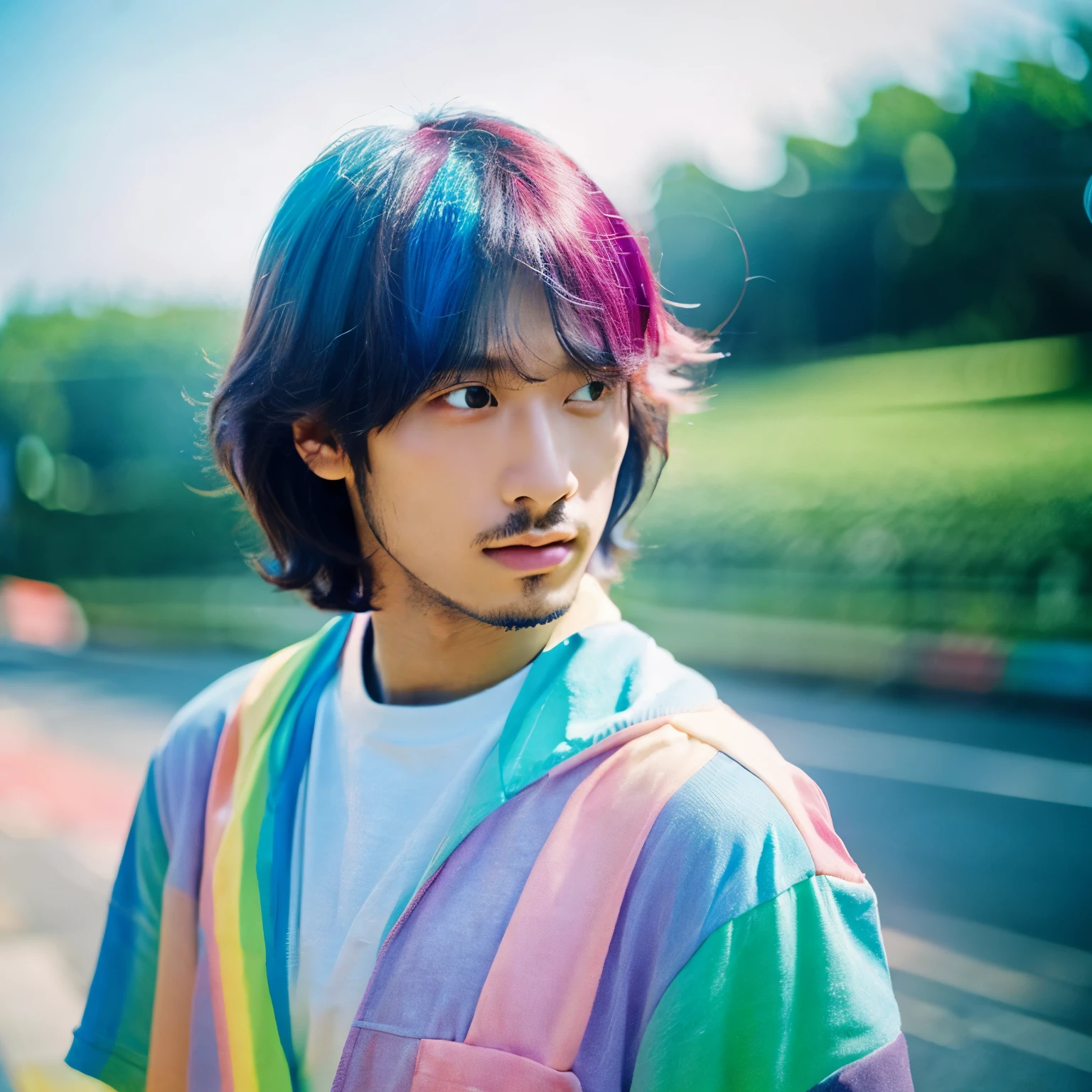 a man, technicolor, a pastel, rayonism