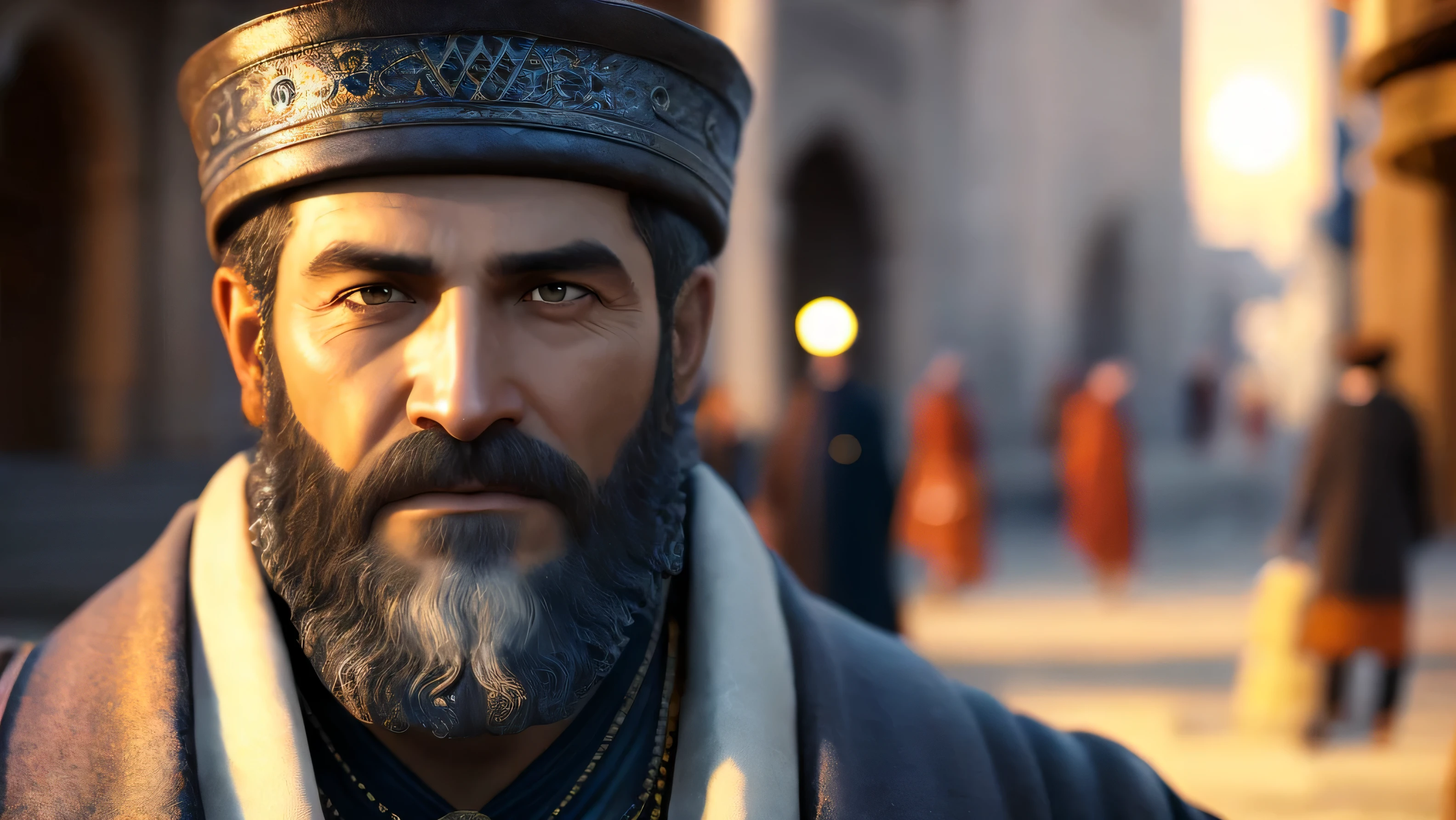 Ancient Israel、Biblical times、(((Jewish religious leader)))、(((arrogant face)))、8K、Live shooting、highest quality、masterpiece:1.5、ultra-lightweighthigh-resolution、photogenuineistic:1.5、cinematic light、soft volume lighting:1.5、genuine、photogenuineistic:1、be familiar withな皮膚、professional lighting、photograph、sharp focus、be familiar with、professional lighting、photon mapping、be familiar withで複雑な環境、非常にbe familiar with、highest quality、美術的なphotograph、photogenuineisticなコンセプトアート、Cinematic perfect light with soft natural volume、The middle of a journey、be familiar withな手、