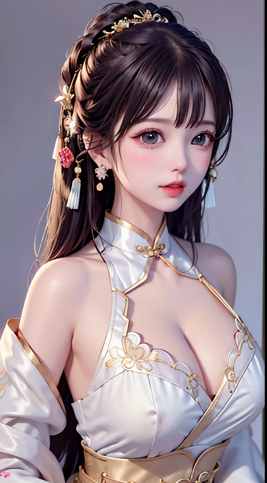 girl 14 yeard old,Ancient costumes with many phoenix motifs,Flawless white and pink face,Ornaments on the head,Black hair waist-length,very beautiful and sharp brown eyes,Small red lips,Colored lips,Enchanted smile,Jewelry worn around the neck,耳Nipple Ring,White uniform teeth,tall nose bridge,big round breasts, slenderlegs,thin mesh black socks,sportrait,most realistic,HighestQuali,best pixels,8K Ultra,high detal,8K分辨率,超高分辨率,A young girl, a cute girl,short detailed hair,hair-bun,lipsticks,Tassel earrings,choker necklace,Black clear eyes,Smooth hair,鎖骨,Delicate and perfect facial features, the most beautiful big eyes,Long eyelashes,The eyes are sweet and there are lying silkworms,dynamic angle,extreme picture quality,Highest precision,Precise and perfect human anatomy,(((Professional Dress,Slim Republic of China cheongsam,Crimson gold embroidery))),((sitted)),Warm scene,超高分辨率,Ultra-clear Chinese antique style black flowing hair with a delicate bun)By bangs,(Long flowing hair,With a bun:1.3)), open V-chested clothes royal, Wet body of thin silk fabric, Thin silk lace dress, (huge ,cleavage),, white pink, blue ,best qualtiy,tmasterpiece,超高分辨率,(真实感:1.4),RAW photogr,(True skin texture:1.3),(filmgrain:1.3),(Selfie angle),1个Giant Breast Girl,Beautiful eye and face details,tmasterpiece,Best quality at best,,The chest more exposed, detailed hair, bra pink , detail 8k, upper body,,Delicate collarbones,beautiful make up,Exquisite and perfect facial features,,Big watery eyes,Lying silkworm,Long eyelashes,The eyes are sweet and have eye shadow,Slim waist,Do not show your hands,,lipsticks,Blushlush,Delicate earring earrings