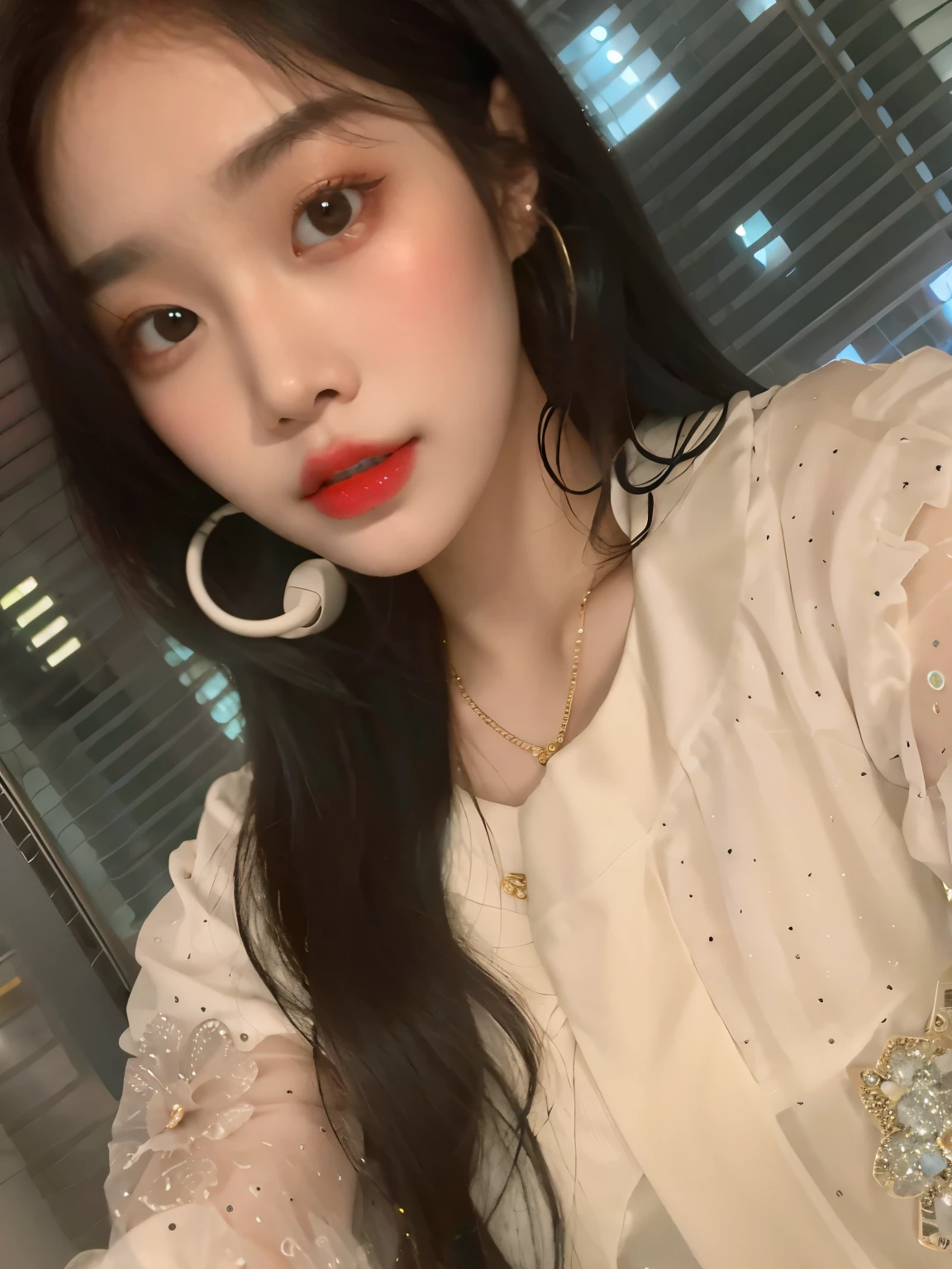 a closeup of a woman with a phone to her ear, ulzzang, Jinyoung Shin, jennie rosa negro, tzuyu de dos veces, heonhwa choe, jaeyeon nam, chen xintong, muchacha coreana, pale korean adorable face, Young cute pale asian face, ☁🌪🌙👩🏾, lee ji-eun, lee ji - eun