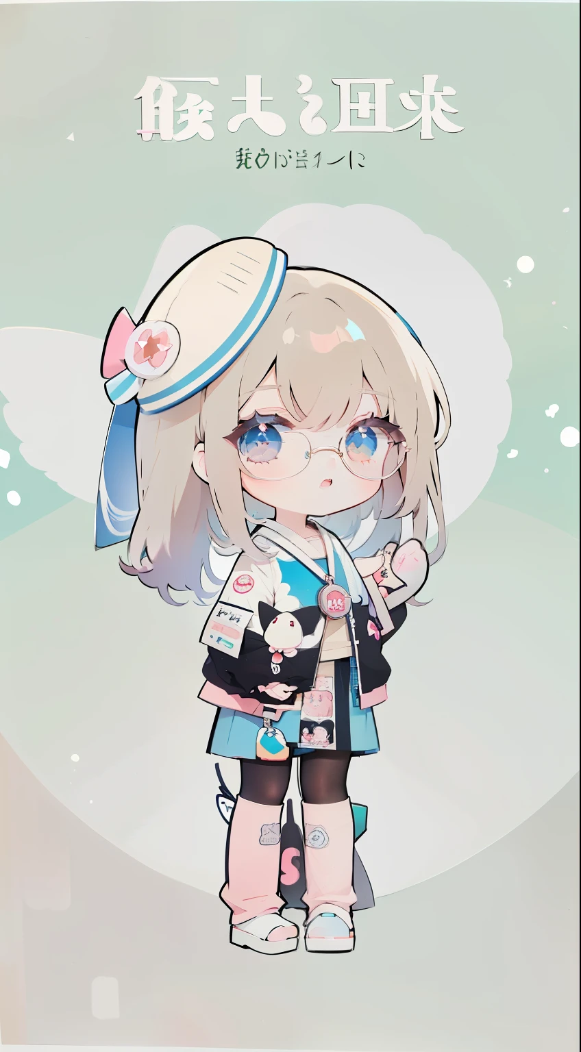 Anime girl wearing hat and glasses holding frisbee, Anime cute art style, maintain posture, , Lovely!! chibi!!! , chibi anime girl, fleet collection style, 2Danime style,  girl, anime chibi, Lovely anime style, anime style, chibi style, chibi girl, chibi