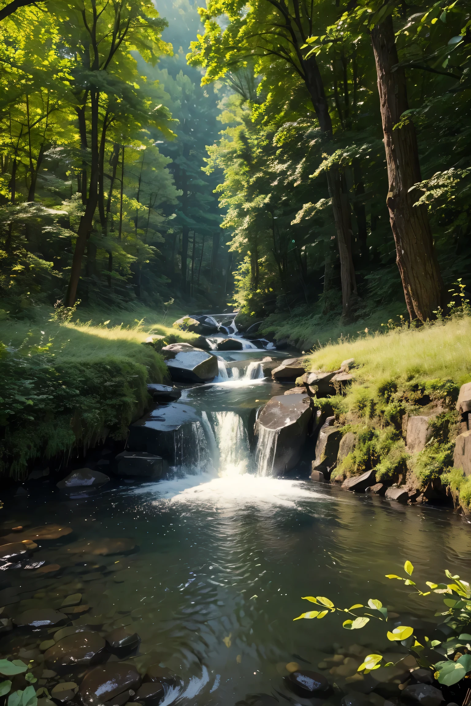 ((highest quality)), ((masterpiece)), (become familiar with), forest、god秘的、god、Streaks of Light、深いforest、branch、There are no people、deer