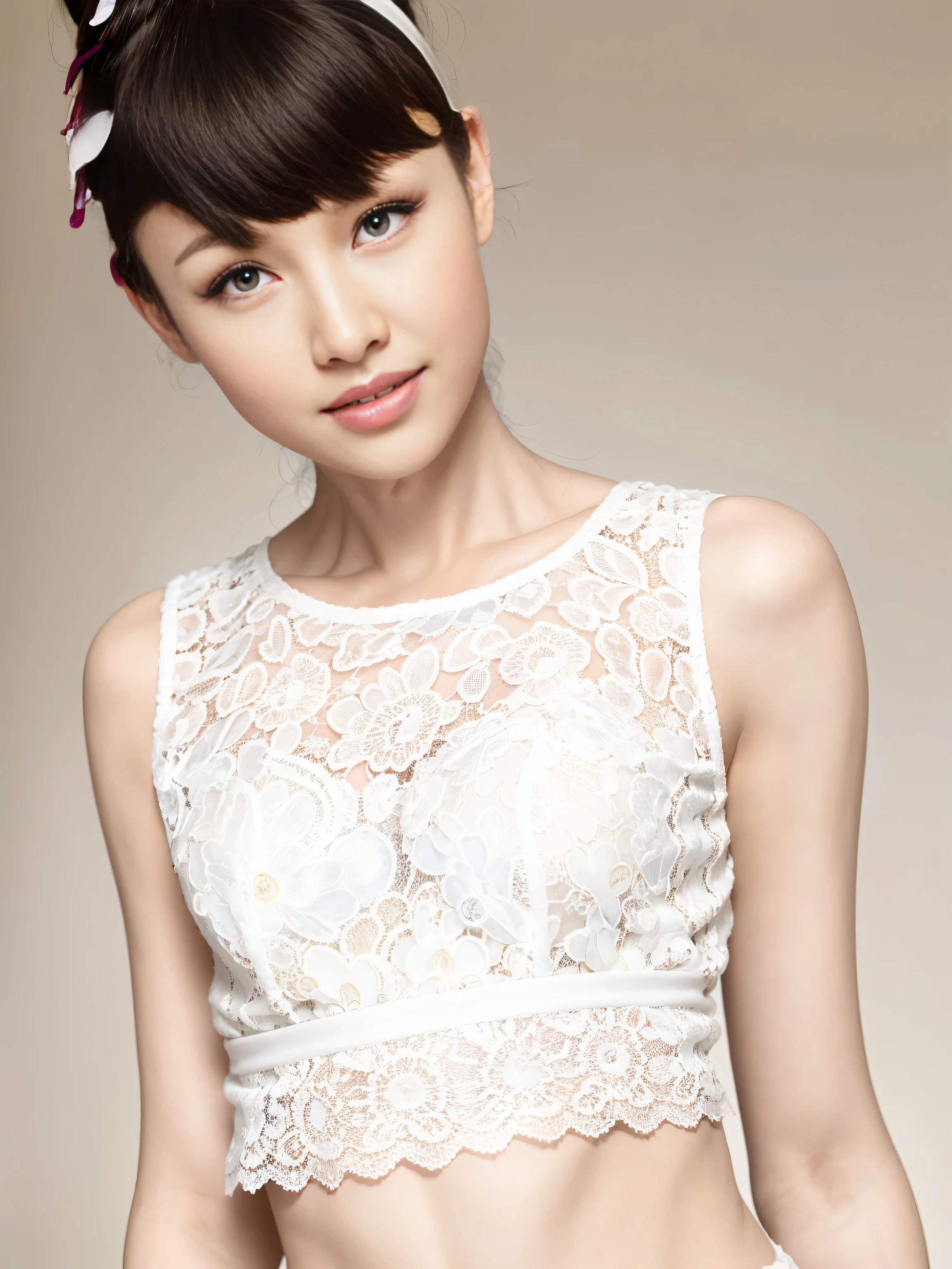 fashion model 20 years old [[[[close up]]]], [[[[neck]]]], [[[[Shoulder]]]], perfect eyes, perfect iris，perfect lips，perfect teeth，perfect skin，White skin，Soft headlight，high-density imaging review，Face slimming type，slender nose，long black hair，（Face is clear and delicate），((white lace underwear))，((Sexy))，In the background is the bedroom，ground，best quality，masterpiece，（pastel colors：1.2）