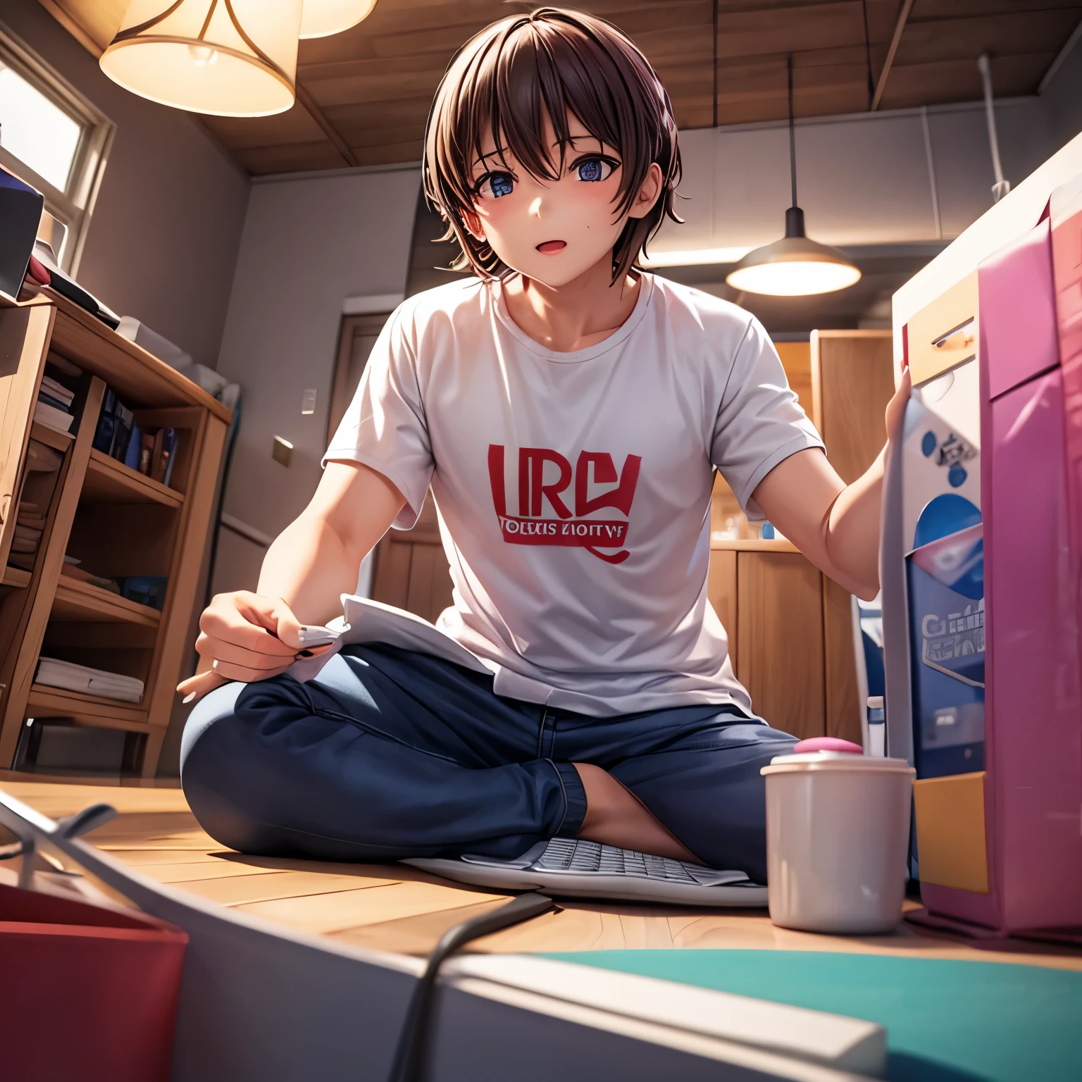 A man whose shirt says nazmi, anime
