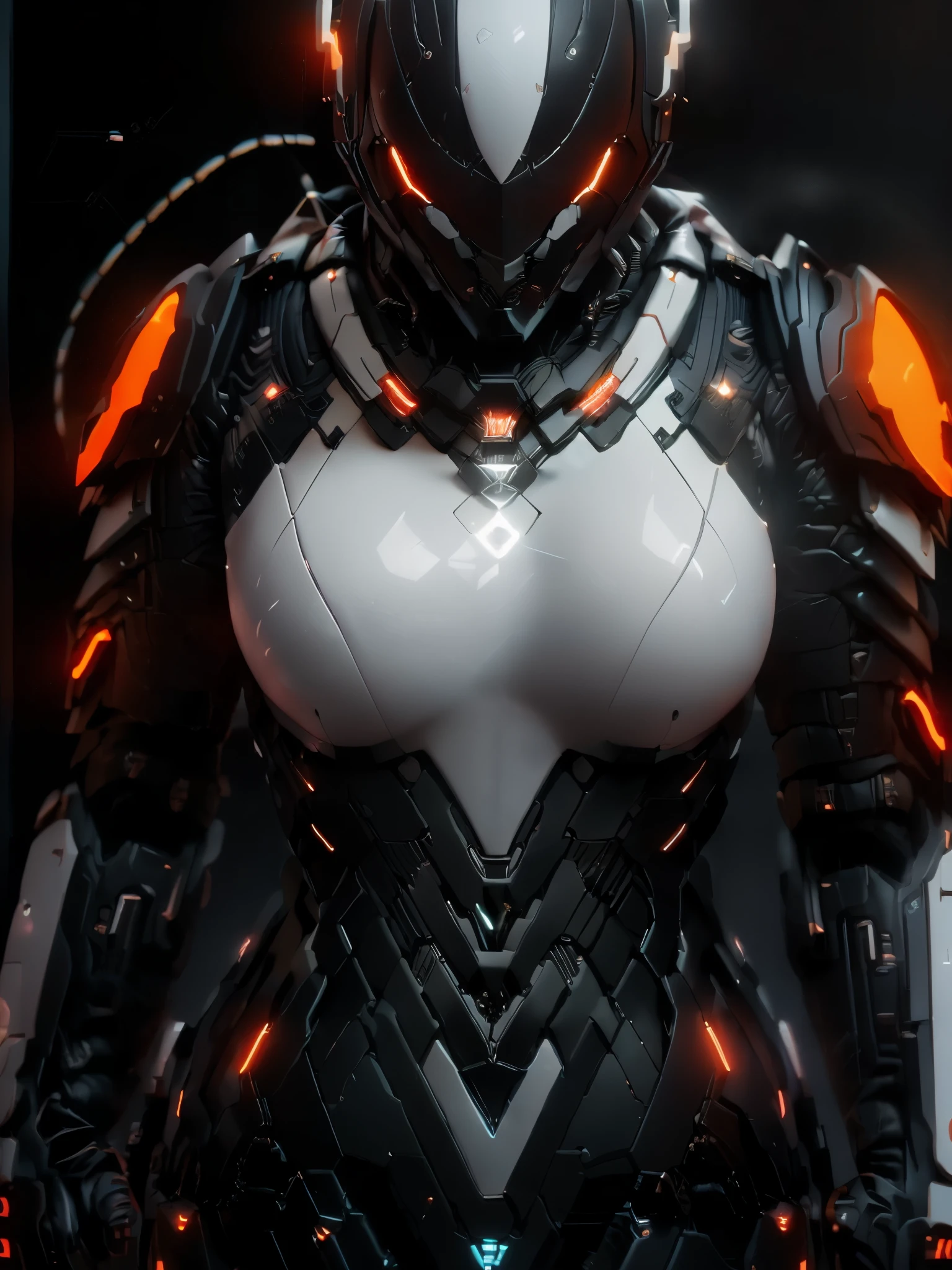 ((best quality)),ridiculous,(ultra high resolution),octane rendering, Miss, War Armor Set, Internet helmet, neon lights, huge breasts, slender figures，Upper body， (8k), (masterpiece), (Cinema lighting),