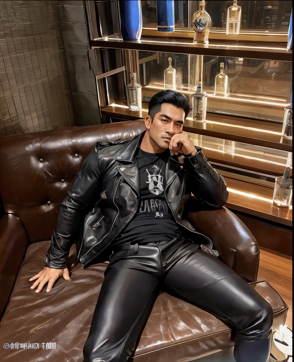 30 years old,daddy,"shiny suit ",Dad sat on sofa,k hd,in the office,"big muscle", gay ,black hair,asia face,masculine,strong man,the boss is,handsome,sex,leather gloves,lecherous dad,look straight ahead,"dad is handsome","gay dad","handsome" , sexy thong , full length shot , big thigh