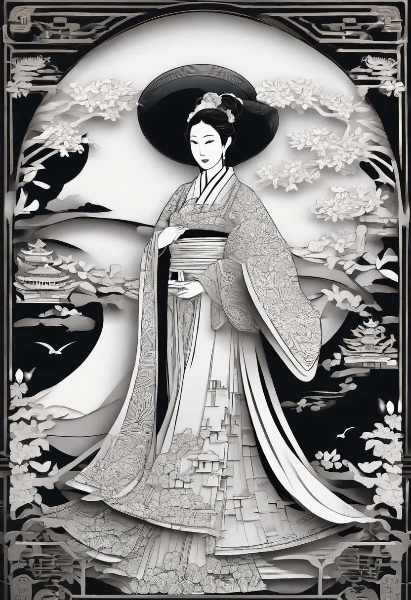 masterpiece, A Chiense woman in a hanfu, beautiful render of a fairytale, in the style of paper art, painting of beautiful, beautiful as the moon, very intricate masterpiece, painted metal, beautiful intricate masterpiece, multiple layers, Mysterious, Ancient China background, red
