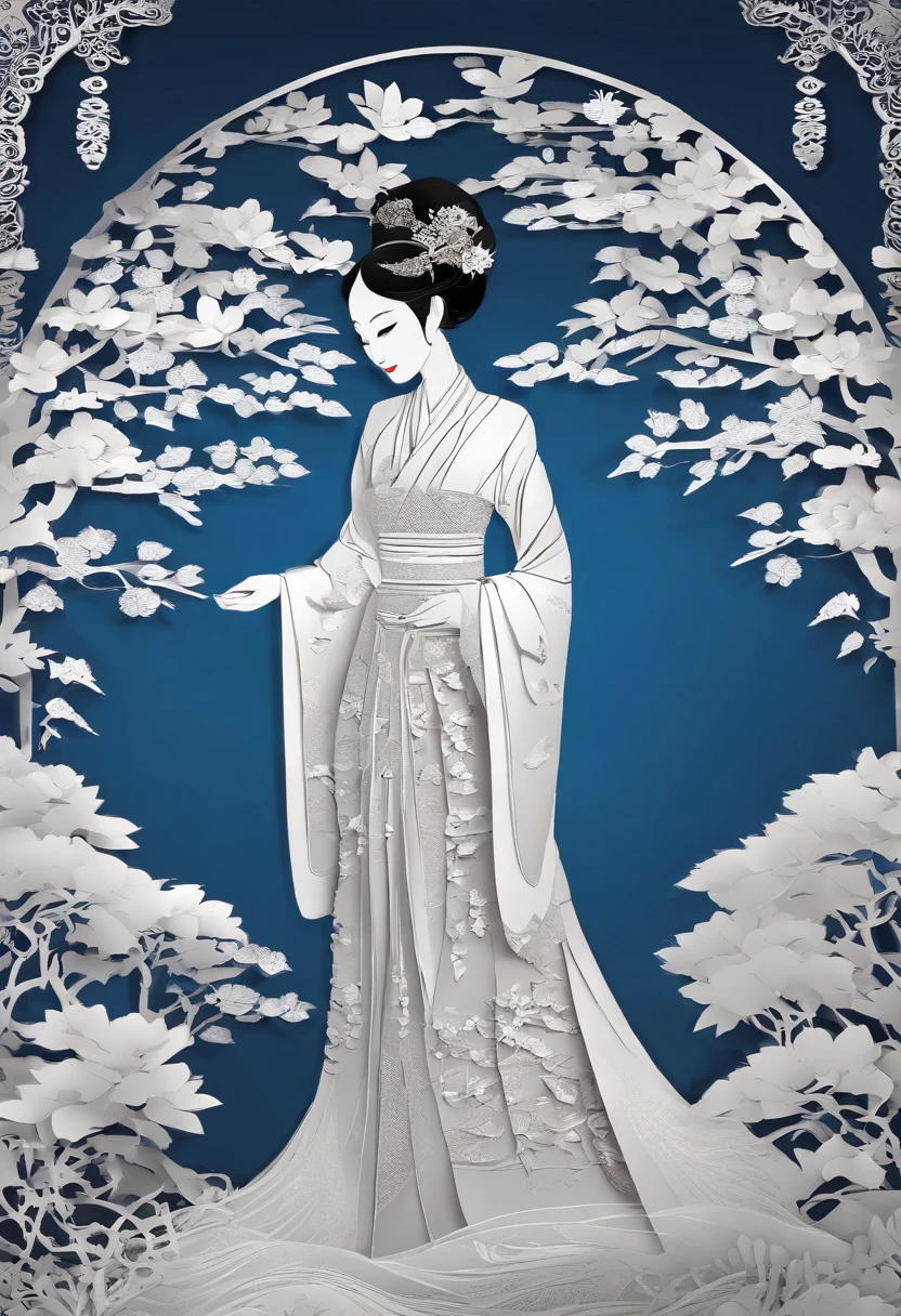 masterpiece, A Chiense woman in a hanfu, beautiful render of a fairytale, in the style of paper art, painting of beautiful, beautiful as the moon, very intricate masterpiece, painted metal, beautiful intricate masterpiece, multiple layers, Mysterious, Ancient China background, red
