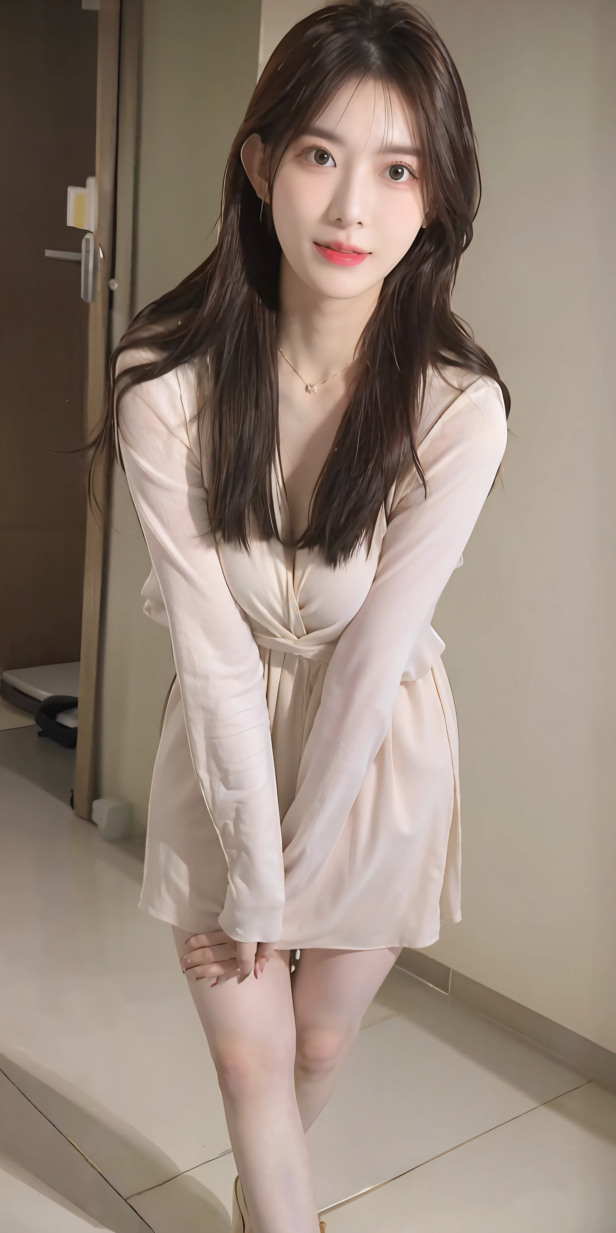 Thai university uniform, white loosen short-sleeve button up shirt:1.2, black loose maxi long skirt:1.3, brown suede belt:1.2, silver metal shirt buttons:1.2, black straight long hair, masterpiece、beautiful girl、highest quality, High resolution, (reality: 1.4), Cinema Lighting,so beautiful、Beautiful Skin、(super reality)、(High resolution)、(8k)、(Very detailed)、(Very detailed)、 Detailed face, 20, perfect figure, perfect body proportions, torn skirt:1.2, see-through:1.3, light behind