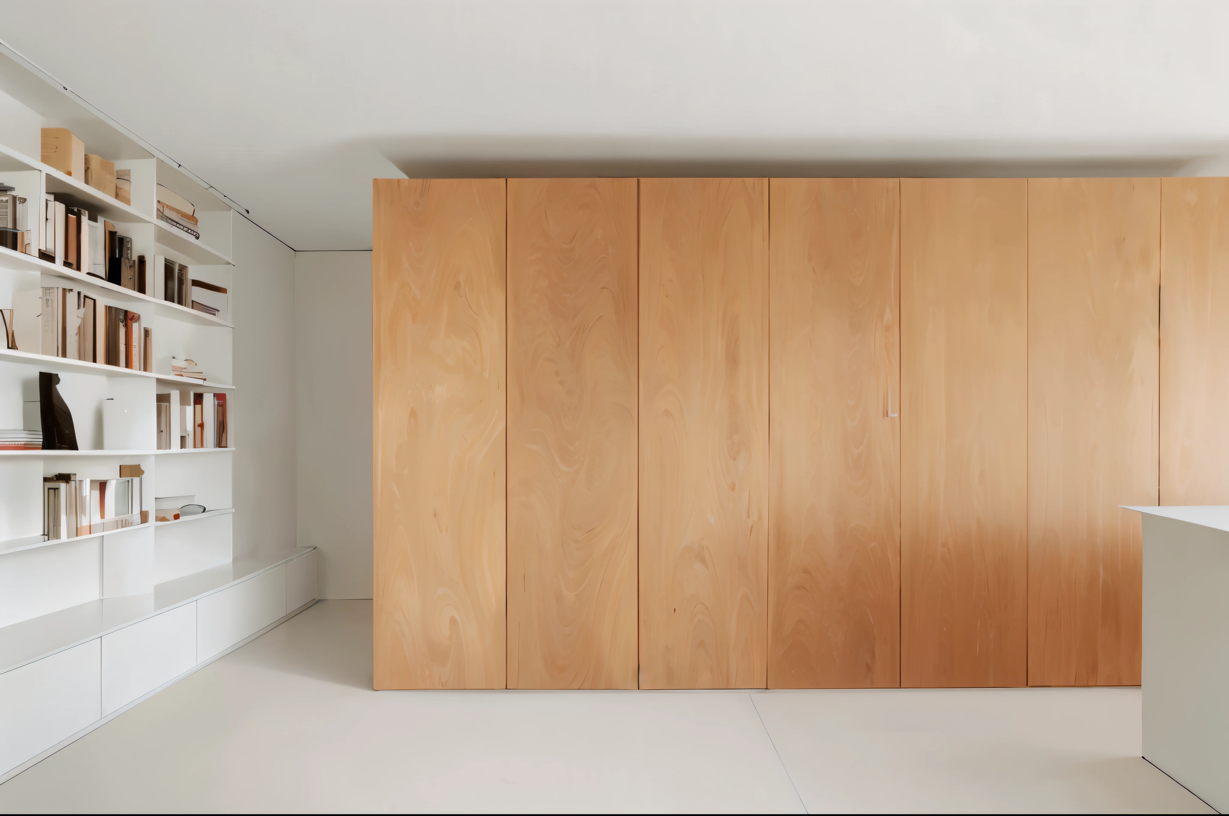 There is a room with wooden walls and white counters, Two wooden wardrobes, wooden cabinet, simple wooden house, board, board墙, smooth paneling, wood cupboard, interior wood, cupboard, elegant wardrobe, Modern minimalist f 2 0 clean, wood paneling, cupboard, oak, Wooden interior, wooden wall brass plate