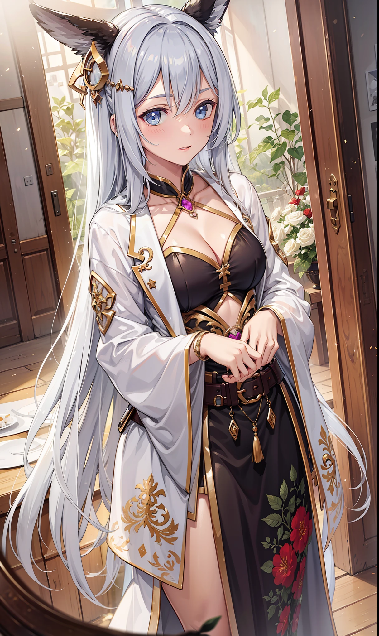(best quality, high resolution, textured skin, high quality, high detail,Extremely detailed CG unification),1 girl,enchanted,transparent costume,happy