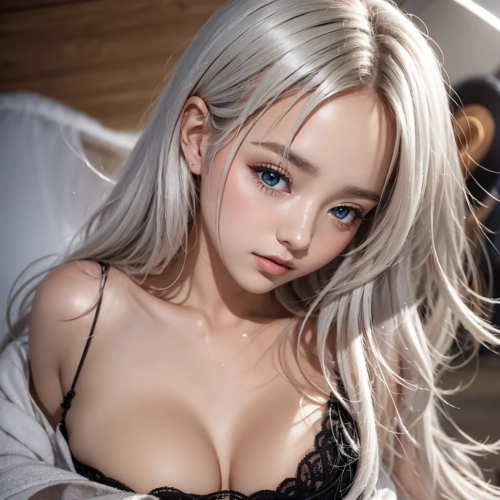 ((((flat chest)))),small nipples,((highest quality)), ((masterpiece)), (detailed in detail), perfect face,beautiful girl,Lewd,Luxurious and gorgeous,Japanese,white hair,(Accurate depiction of humans),