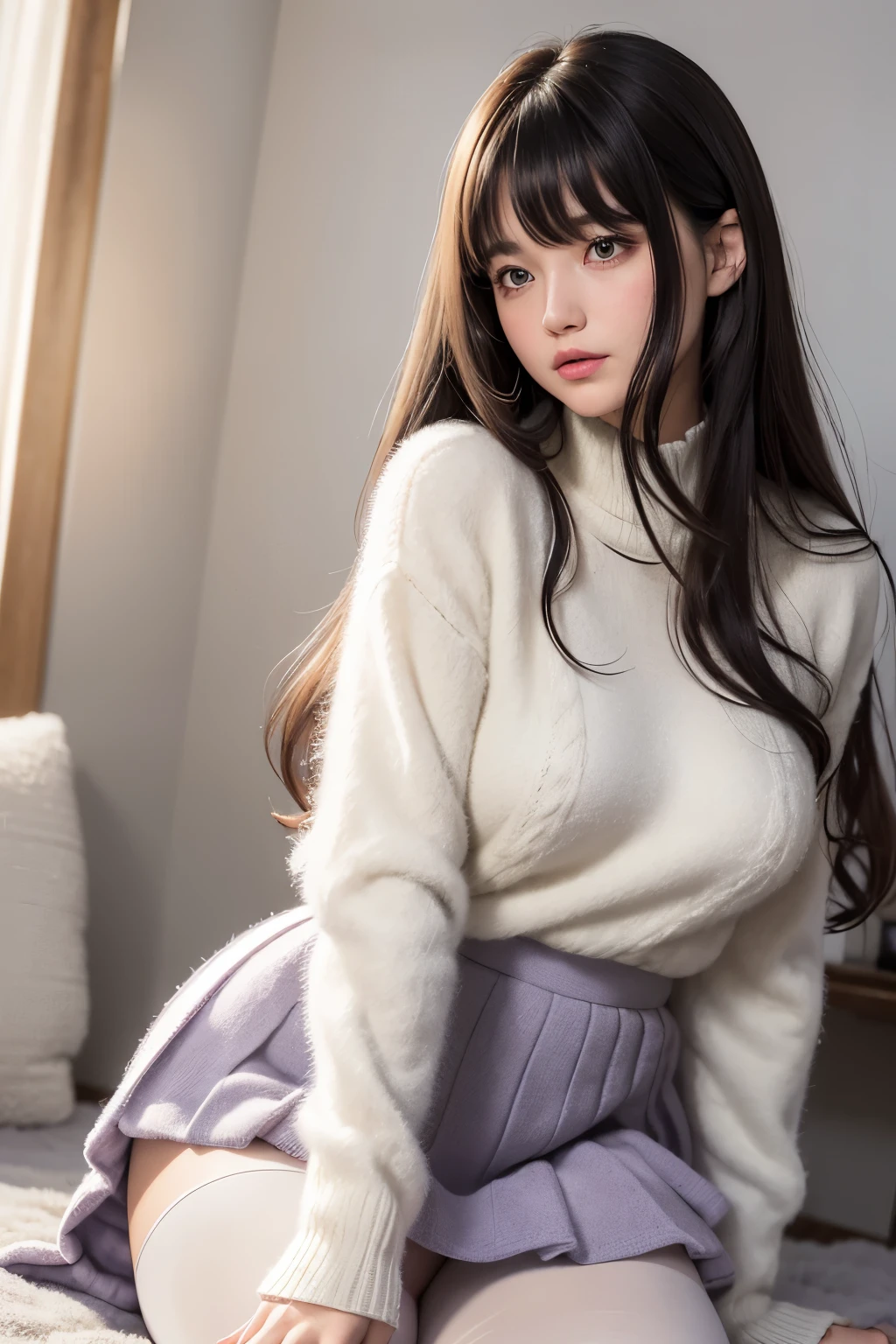 masterpiece, best quality, ultra-detailed, girl, tears, , beautiful eyes, looking at viewer, blush, shy, open legs, ((lift up skirt,)) white skyblue stripe micro panties, pubic hair, in the room, slender, standing, , sitting chair,