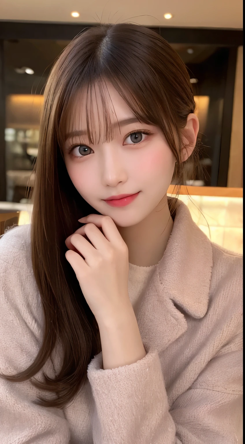 table top, highest quality, shape, Super detailed, finely, High resolution, 8k wallpaper, 完璧なダイナミックな構shape, beautiful and detailed eyes, straight hair, small breasts, natural color lip, random sexy pose,smile,20 year old girl、midnight、beautiful and detailed face、perfect and beautiful face,Big eyes、RAW photo、Expressing feminine poses with your whole body、beautiful and detailed eyes、small face、beautiful duplex、slim face and style,luxury brand mink coat(inner:winter dress)、beautiful golden ratio face,twin ponytail hair,bright look,Photographed focusing on beautiful legs