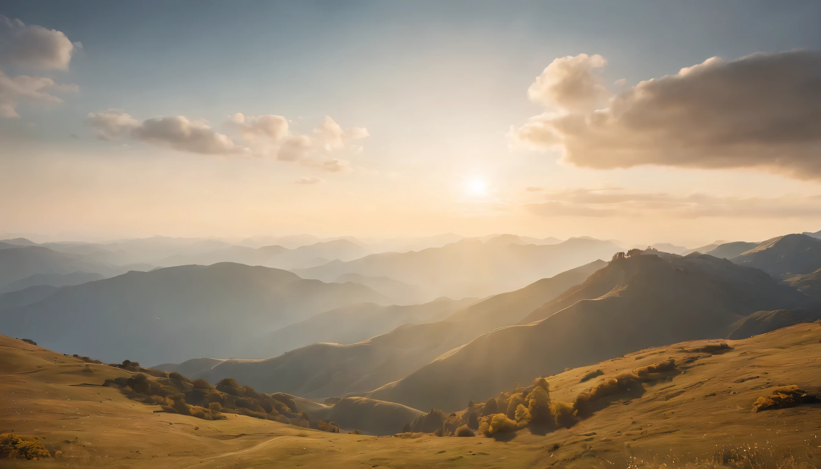 (Highly detailed CG unity 8K wallpaper、masterpiece、highest quality、Super detailed)、(best lighting、best shadow、very delicate and beautiful)、highest quality、8K、Detailed facial depiction、masterpiece、highest quality、clear image quality、
From the top of the mountain in spring、Let&#39;s take a photo of the sea of clouds and the sun shining above it。
