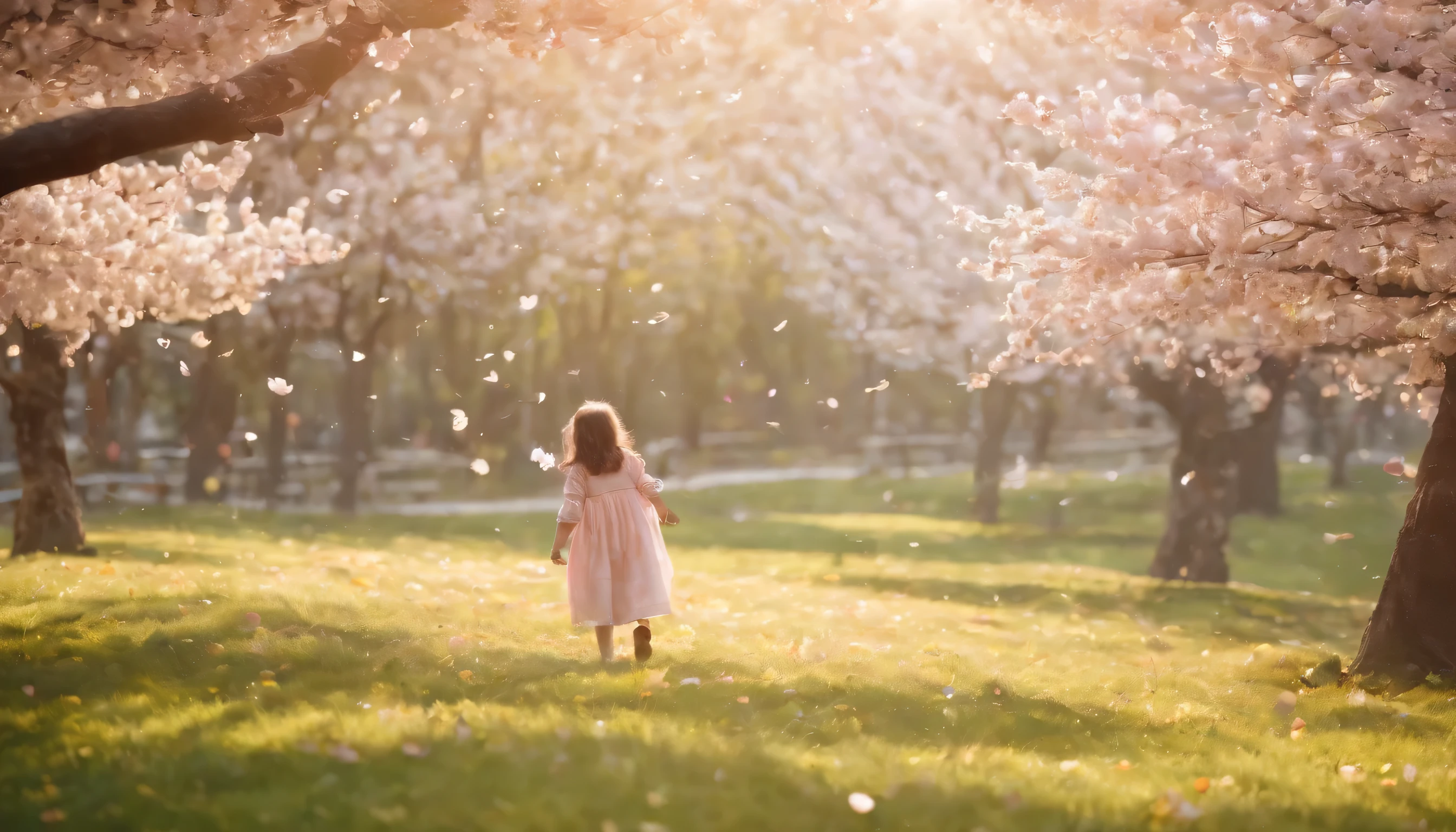 (Highly detailed CG unity 8K wallpaper、masterpiece、highest quality、Super detailed)、(best lighting、best shadow、very delicate and beautiful)、highest quality、8K、Detailed facial depiction、masterpiece、highest quality、clear image quality、
In the spring park、Let's take photos of children playing in the wind with cherry blossom petals dancing in the air.。
