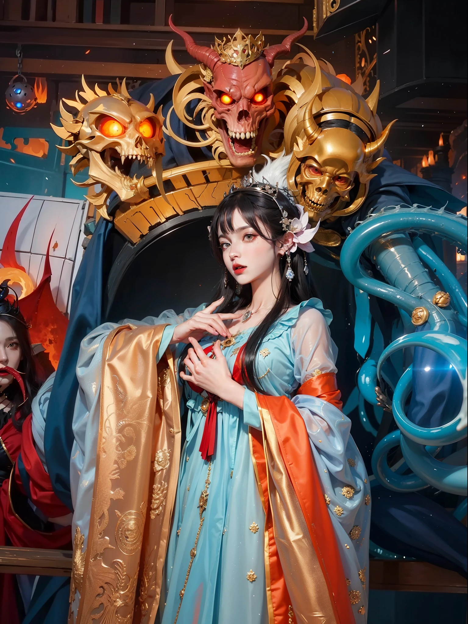 Cold Queen,Picture of box full of swords, wing, succubus theme,the fallen angel,Excellent,scary,secret terror,tentacle,have eyes,The Uncanny Valley effect,little beast blood moon,Skeleton skeleton,vampire,hell fire,queen of demons,big dragon