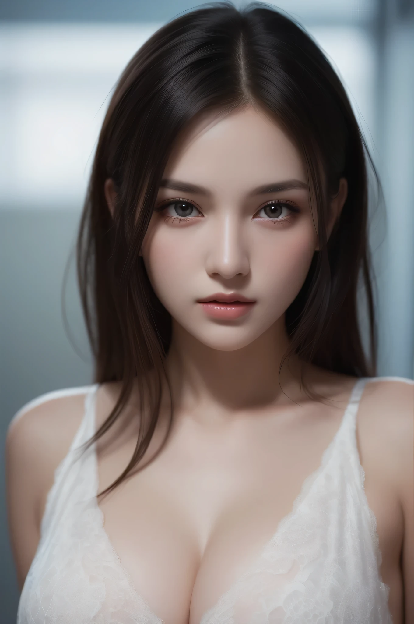 1 girl, (highest quality:1.4), (super detailed), (detailed light), (Highly detailed beautiful face), wonderful face and eyes, black eye, black hair, Beautiful sheer lace detail, beautiful breasts, Highly detailed CG integrated 8k wallpaper, High resolution raw color photos, professional photos, dynamic lighting, Depth of bounds written