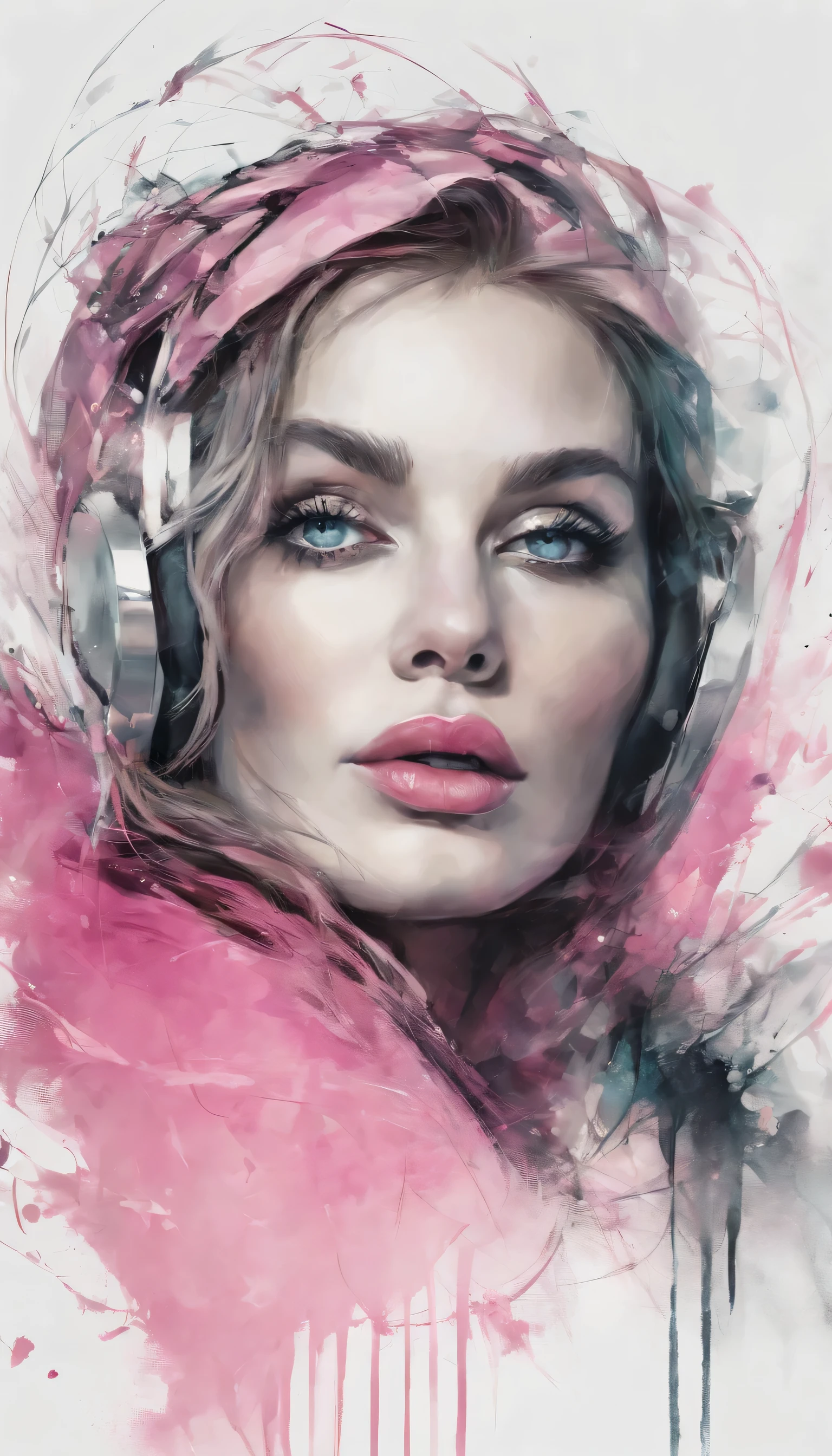 Perfekte Zentralisierung, All around a beautiful person, beautiful big eyes, pink hear,Cyberpunk-Stil, portrait, Tragen einer Schutzbrille, Stehende Position, Abstract beauty, Zentriert, schaut in die Kamera, der Kamera zugewandt, der Perfektion nahe, Dynamisch, Outside, sehr detailliert, Digitale Farbe, Kunststationen, Konzeptkunst, Samen, scharfer Fokus, 8 TAUSEND, high definition resolution, Illustration, Kunst von Carne Griffiths und Wadim Kashin,