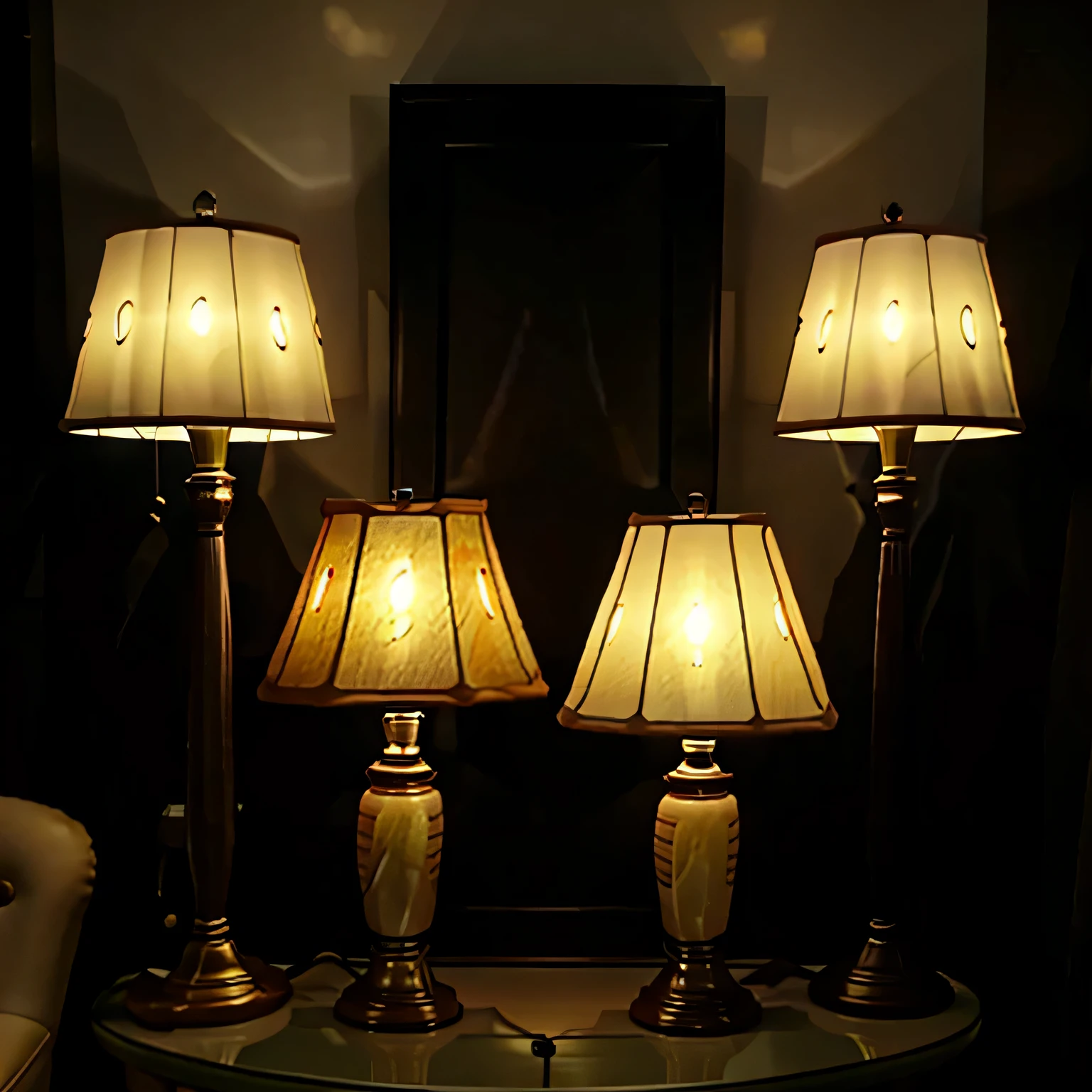 Table Lamps various lampshades on display